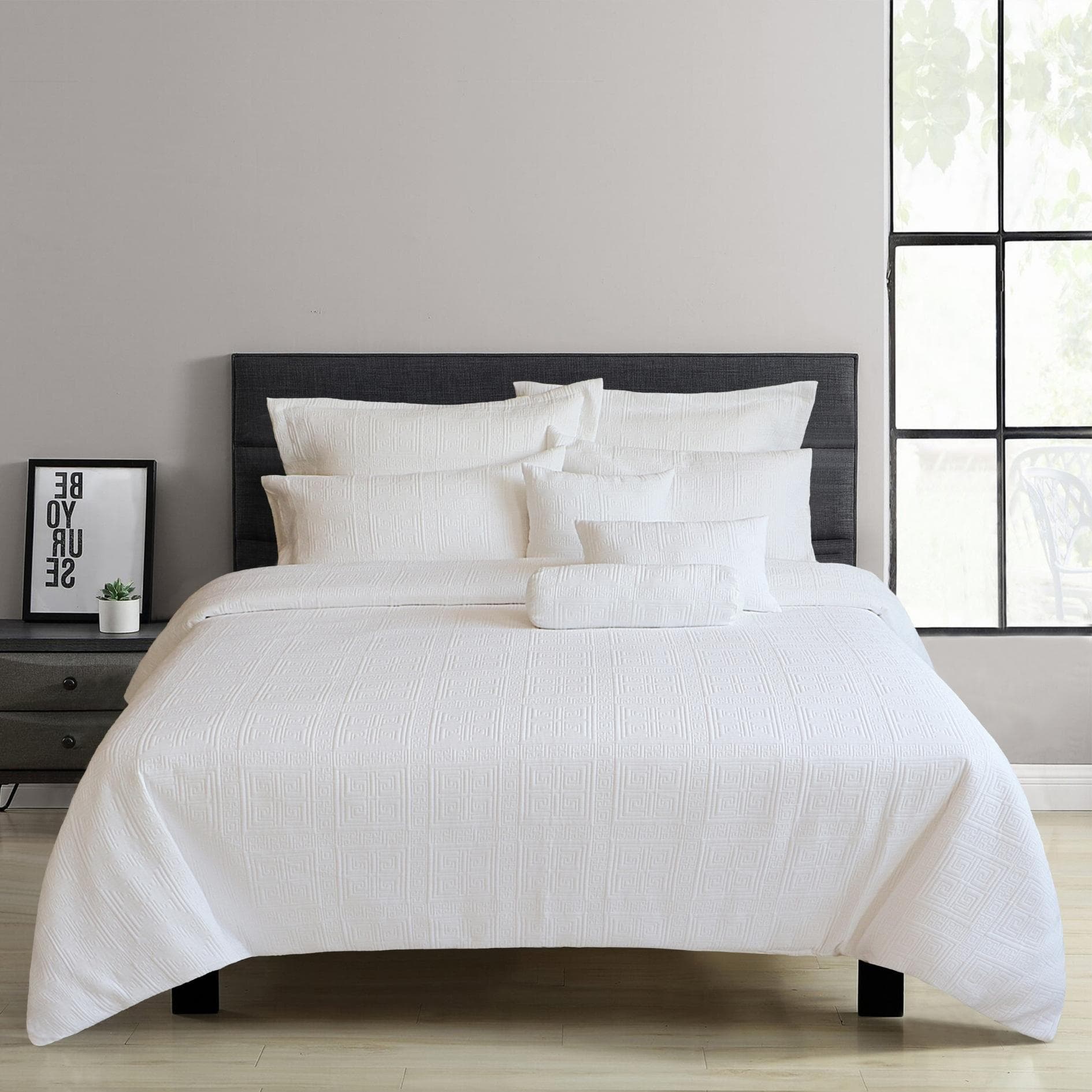 Rosea Jacquard Comforter Set 8Pcs Ecru 270X260 cm