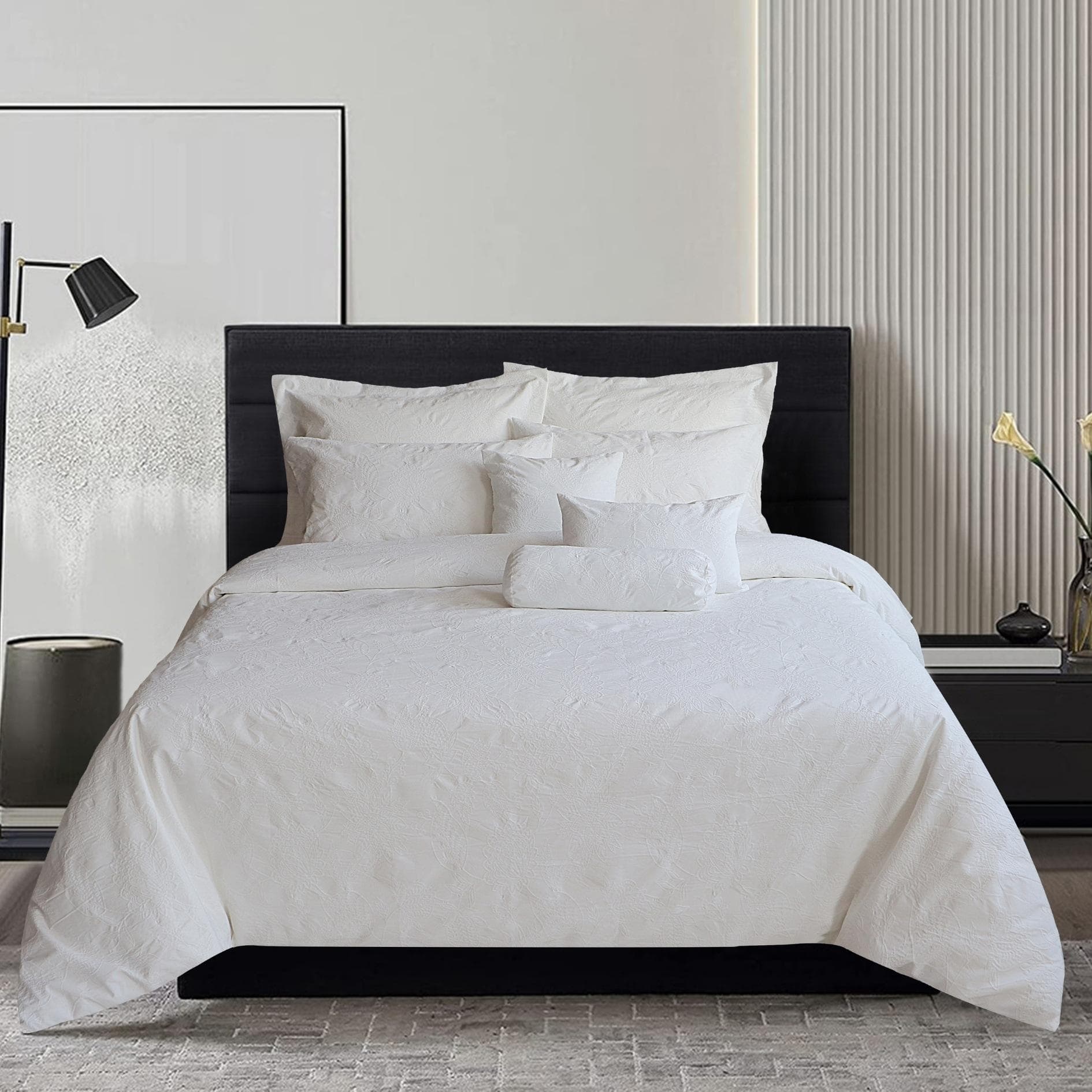 Roanne Jacquard Comforter Set 8Pcs Ecru 270X260 cm