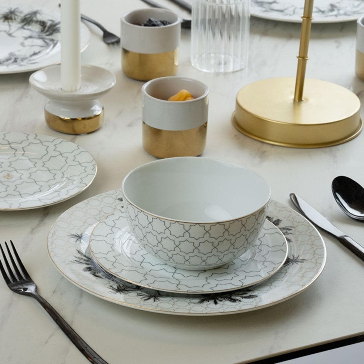 Facilla Dinner Set 18Pcs Black/Gold