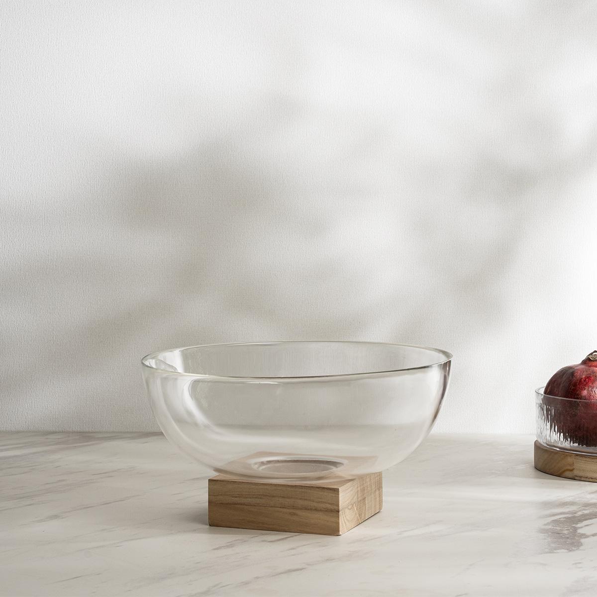 Diaz Glass Bowl Clear/Beige 27.2X11.5 cm