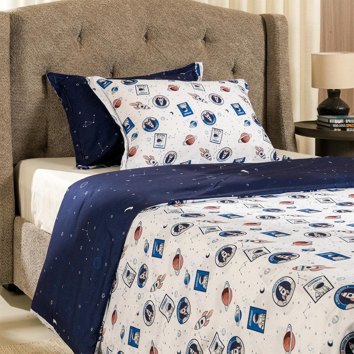 Space Duvet Cover Set 3Pcs Blue 200X200 cm