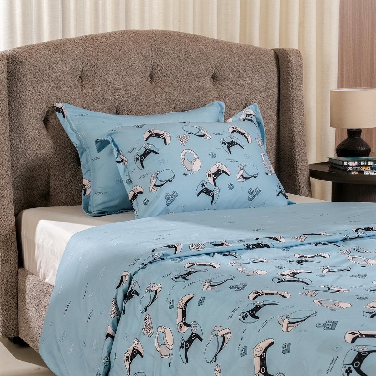 Gamer Duvet Cover Set 3Pcs Grey 200X200 cm