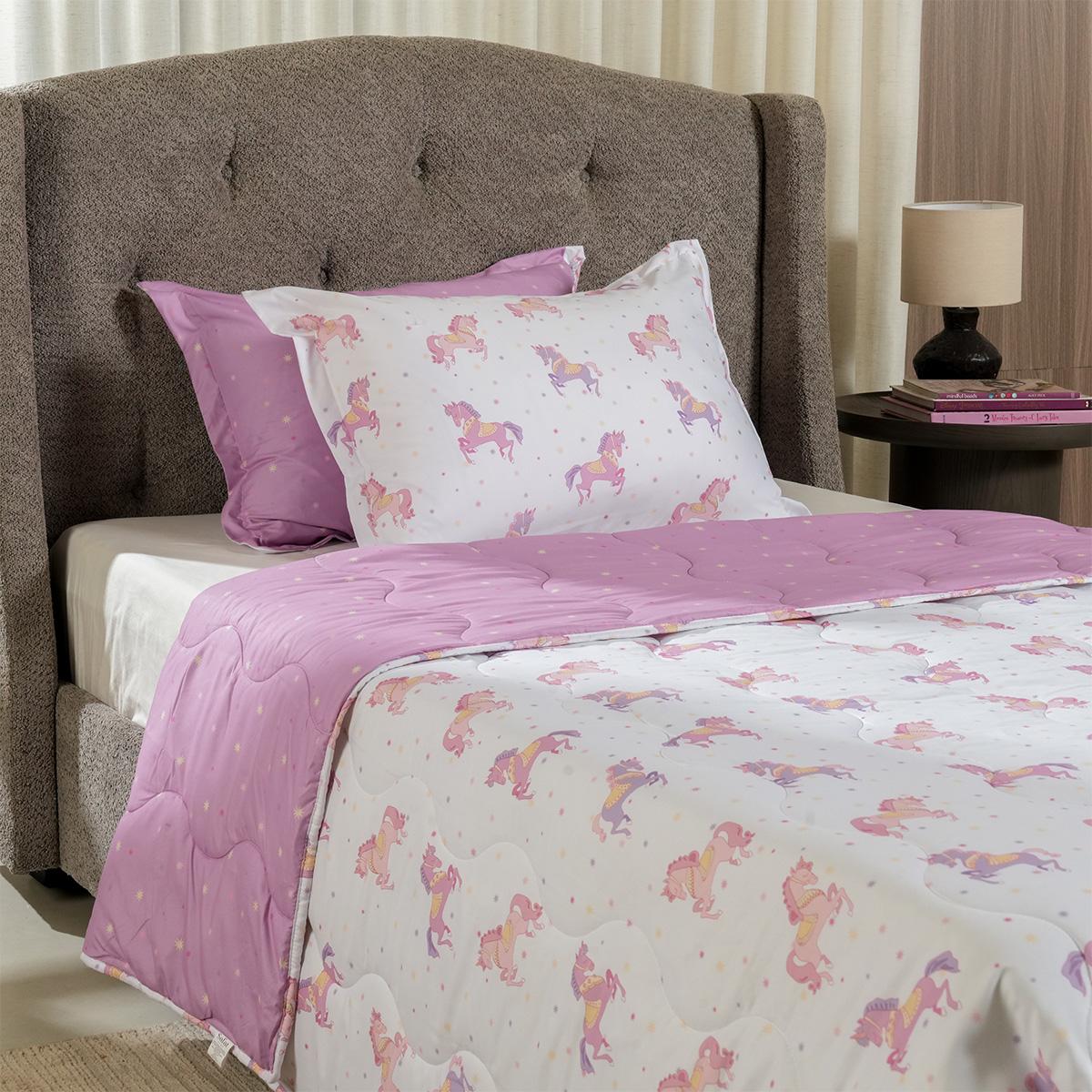 Unicorn Comforter Set 3Pcs White 180X220 cm