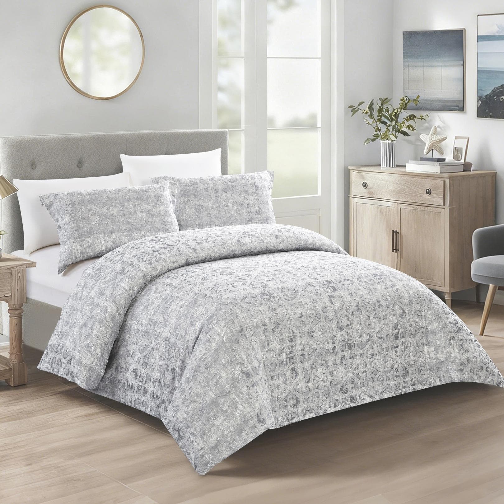 Carlson Jacquard Duvet Cover Set 5Pcs Silver 240X220 cm