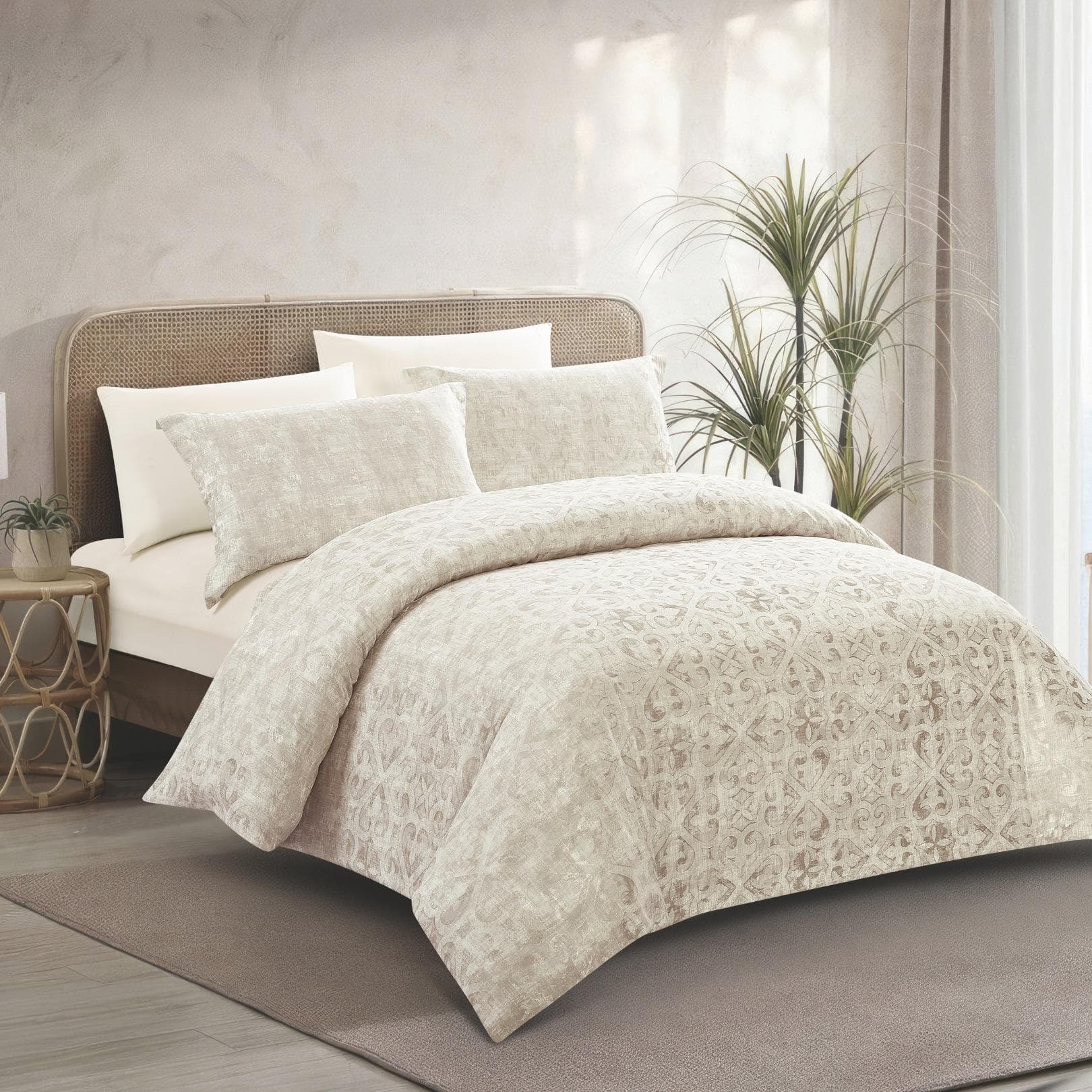 Hend Jacquard Duvet Cover Set 5Pcs Gold 240X220 cm