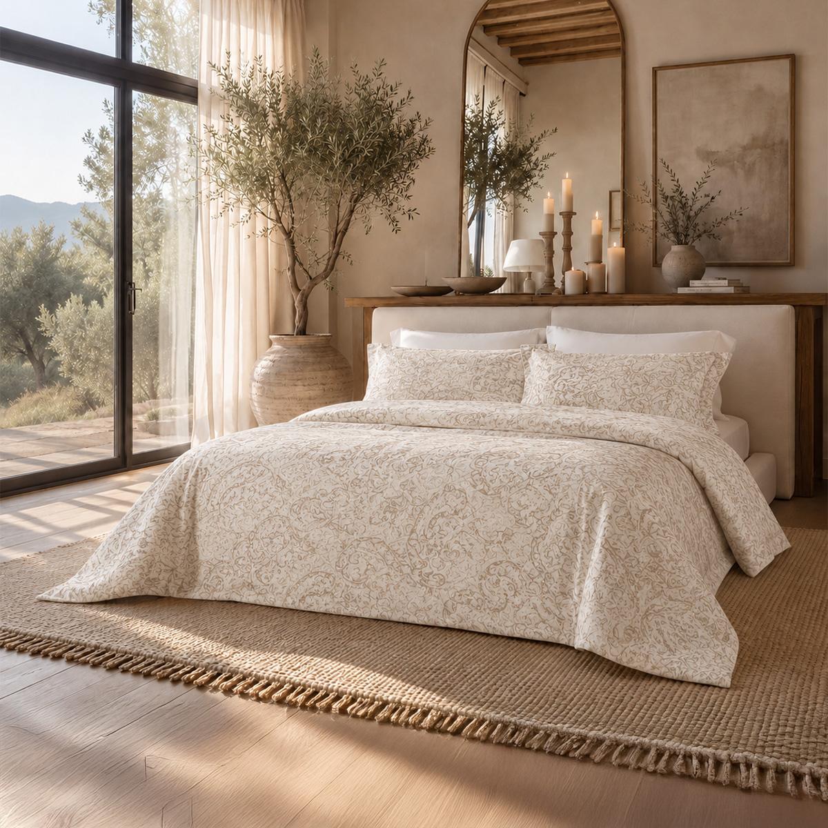 Tanner Jacquard Duvet Cover Set 5Pcs Gold 260X240 cm