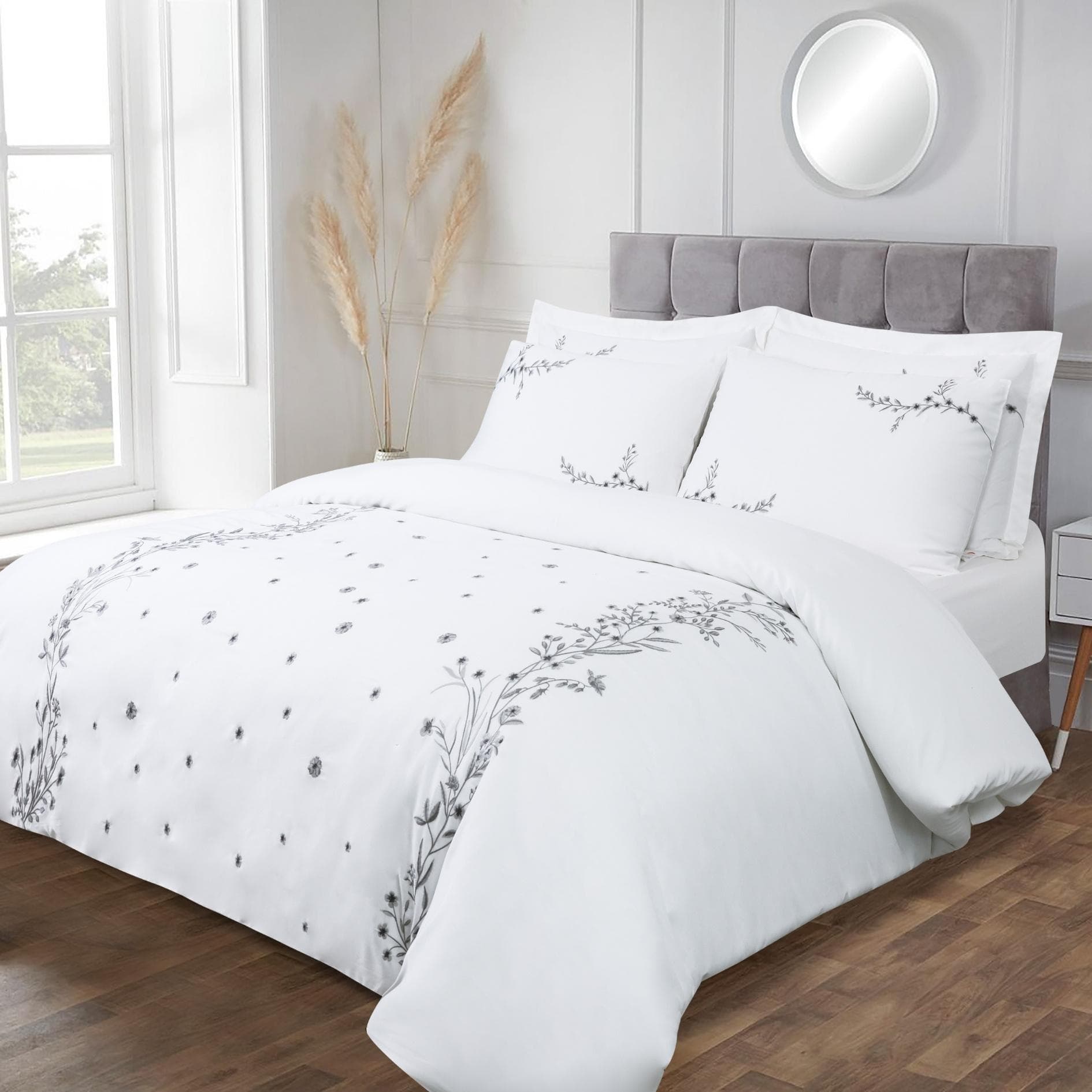 Marjorie Embroidered Duvet Cover Set 3Pcs White 240X260 cm