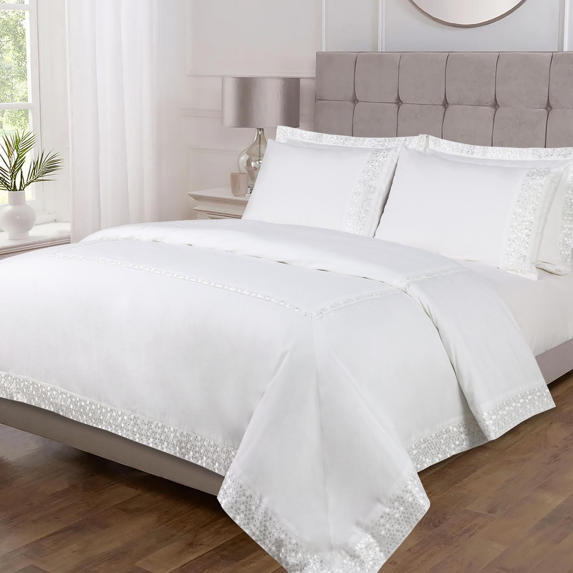 Livi Embroidered Duvet Cover Set 3Pcs White 240X260 cm