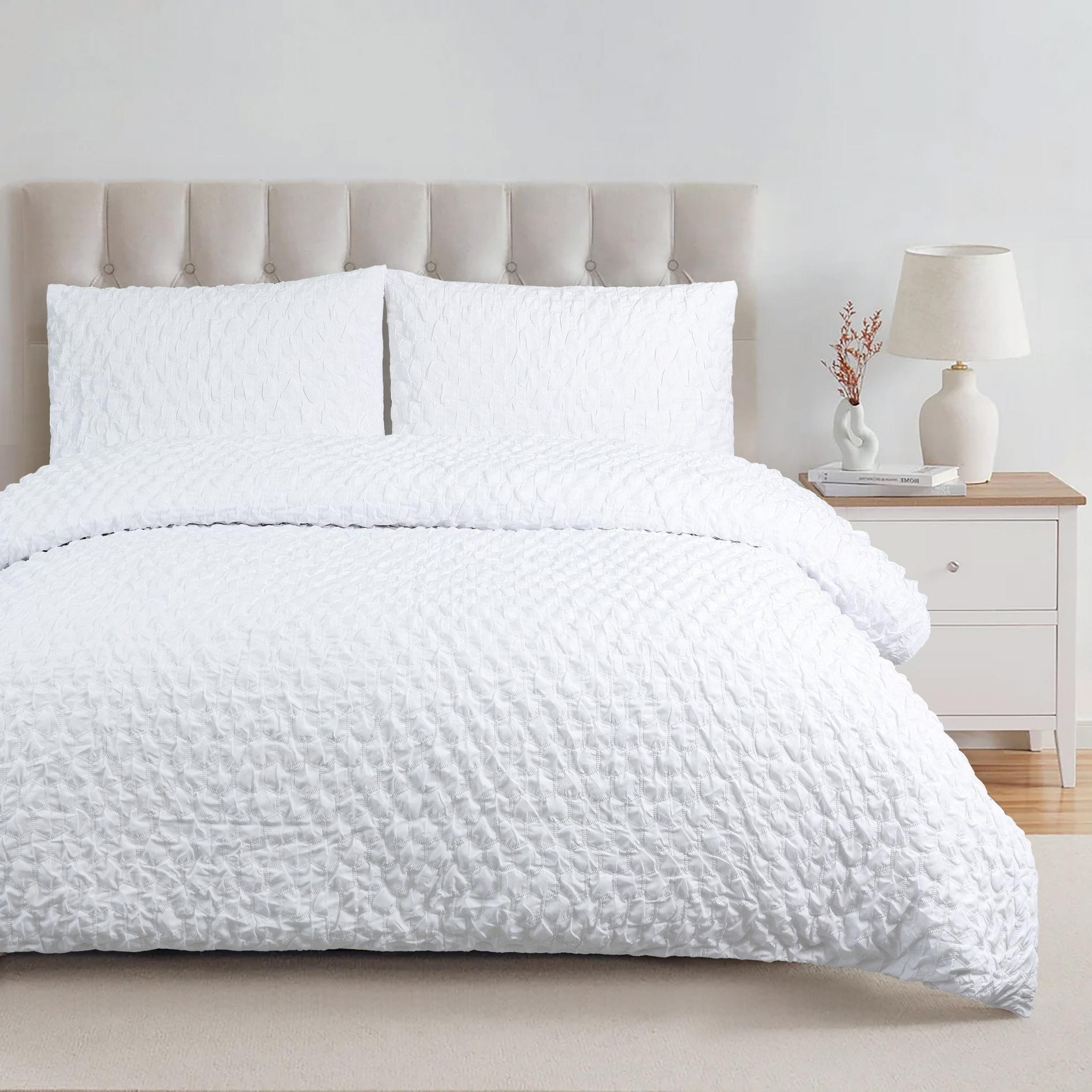 Lina Jacquard Duvet Cover Set 3Pcs White 220X240 cm