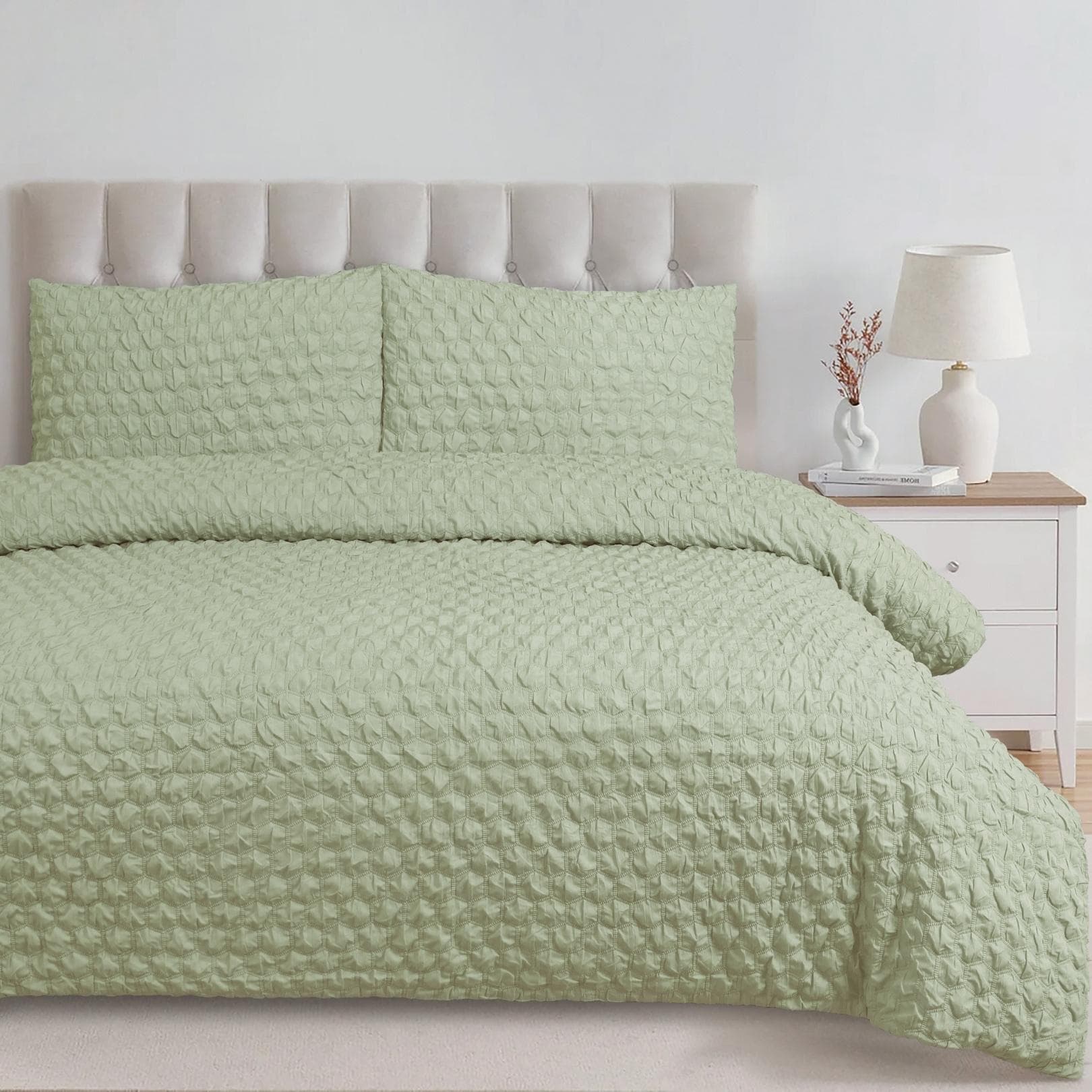 Lina Jacquard Duvet Cover Set 3Pcs Sage 240X260 cm