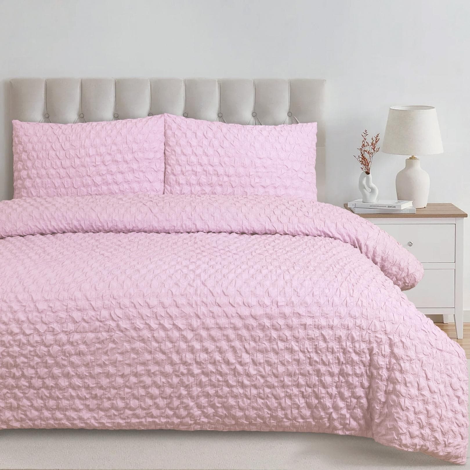Lina Jacquard Duvet Cover Set 3Pcs Pink 220X240 cm