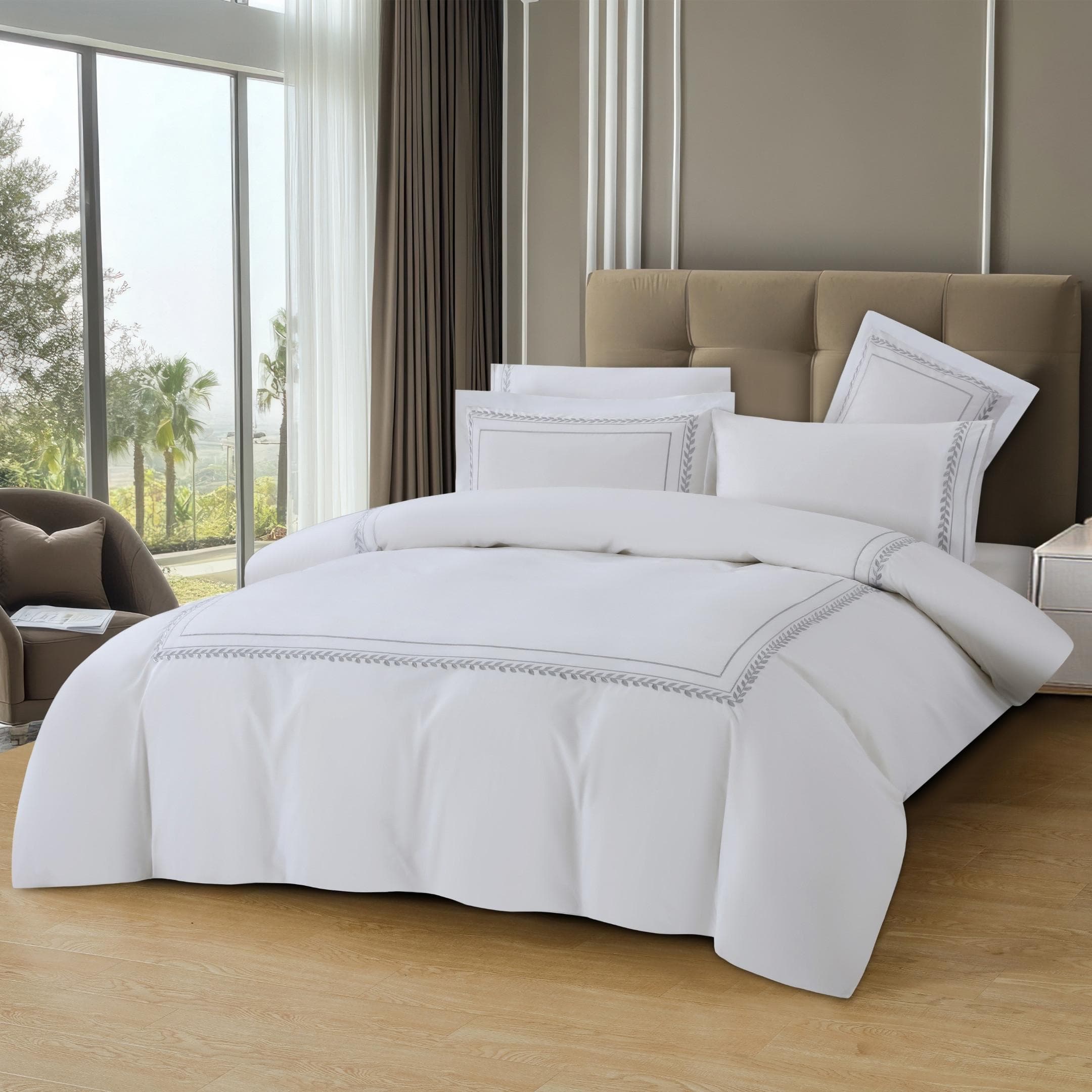 Moriset Embroidered Duvet Cover Set 5Pcs Silver 240X260 cm