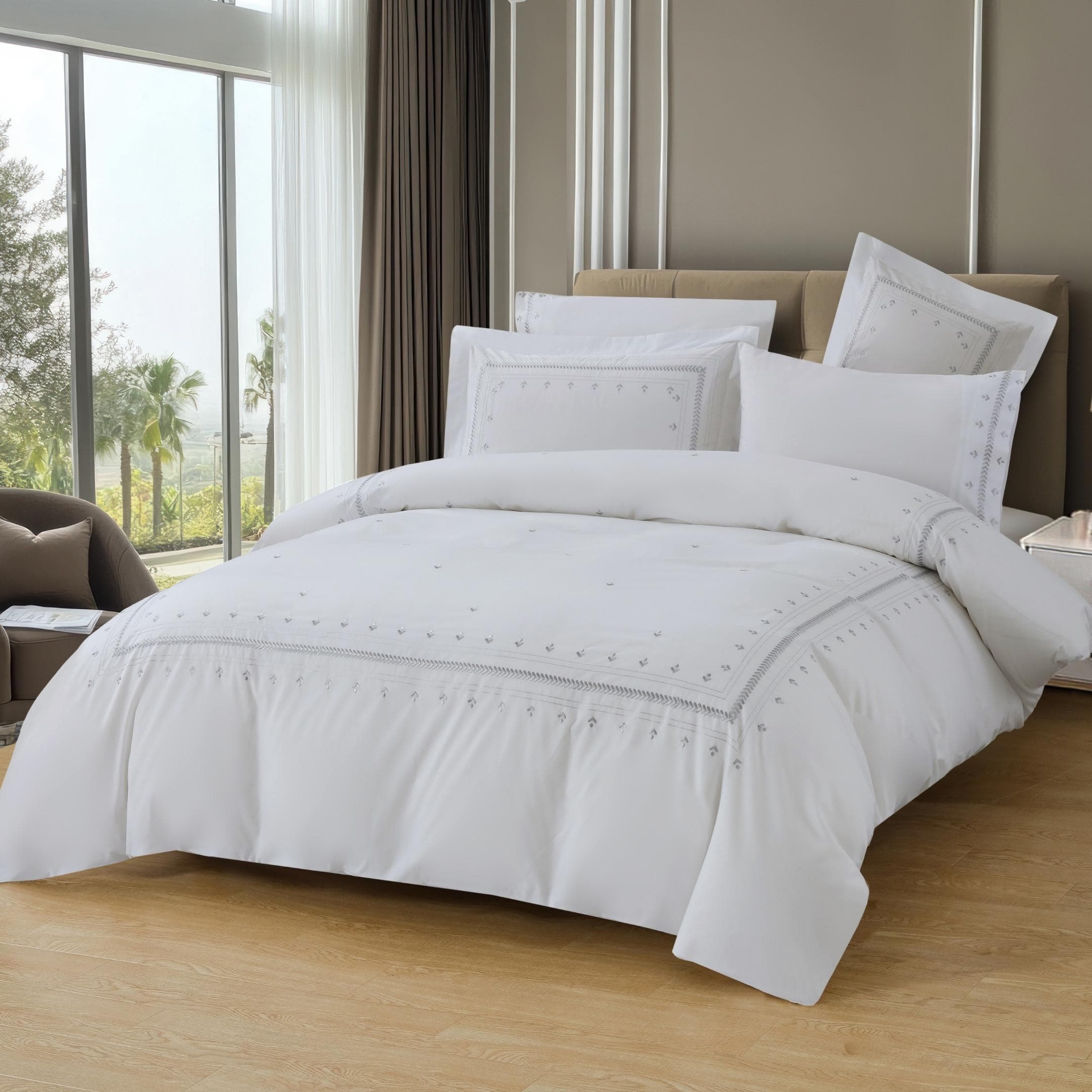 Yeng Embroidered Duvet Cover Set 5Pcs Silver 220X240 cm