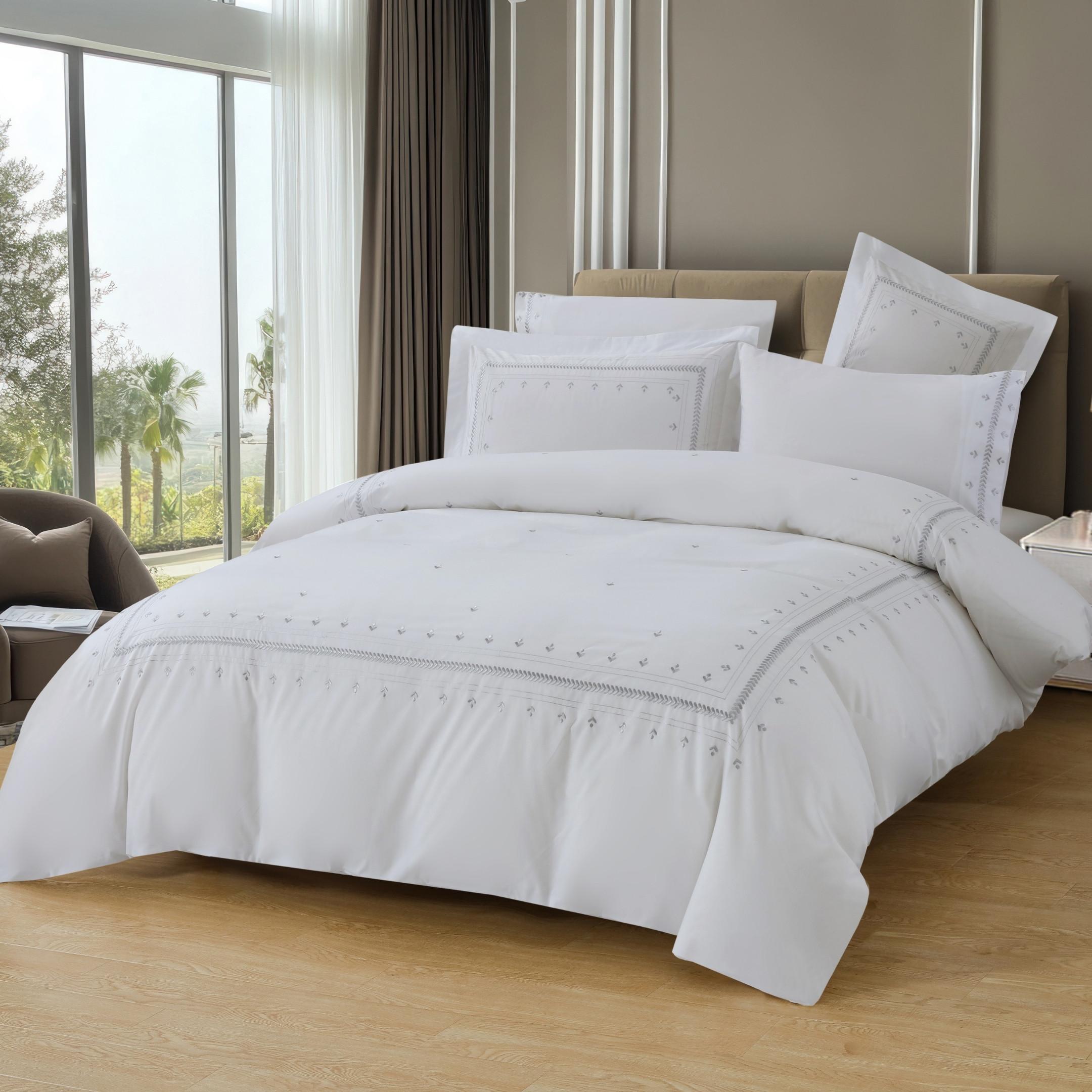Yeng Embroidered Duvet Cover Set 5Pcs Silver 240X260 cm