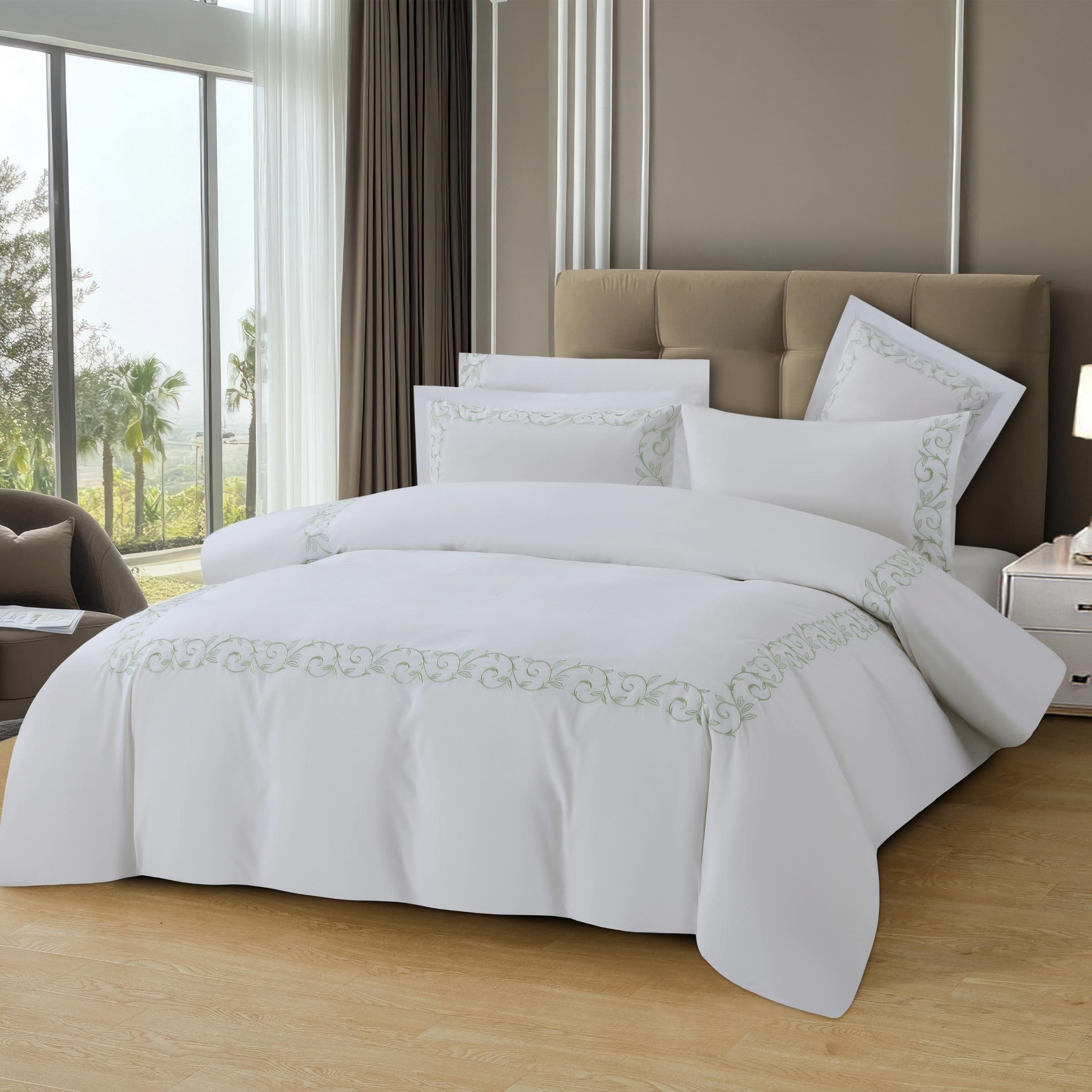 Kayzie Embroidered Duvet Cover Set 5Pcs Sage 240X260 cm