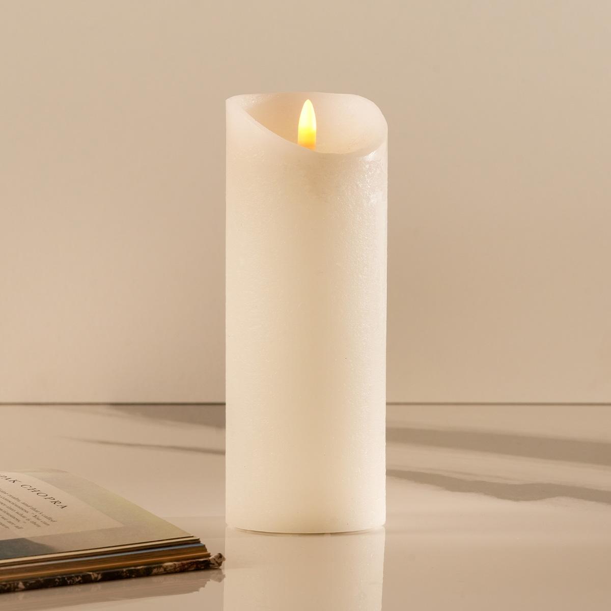 Sparkly White LED Candle 7.5×20 cm