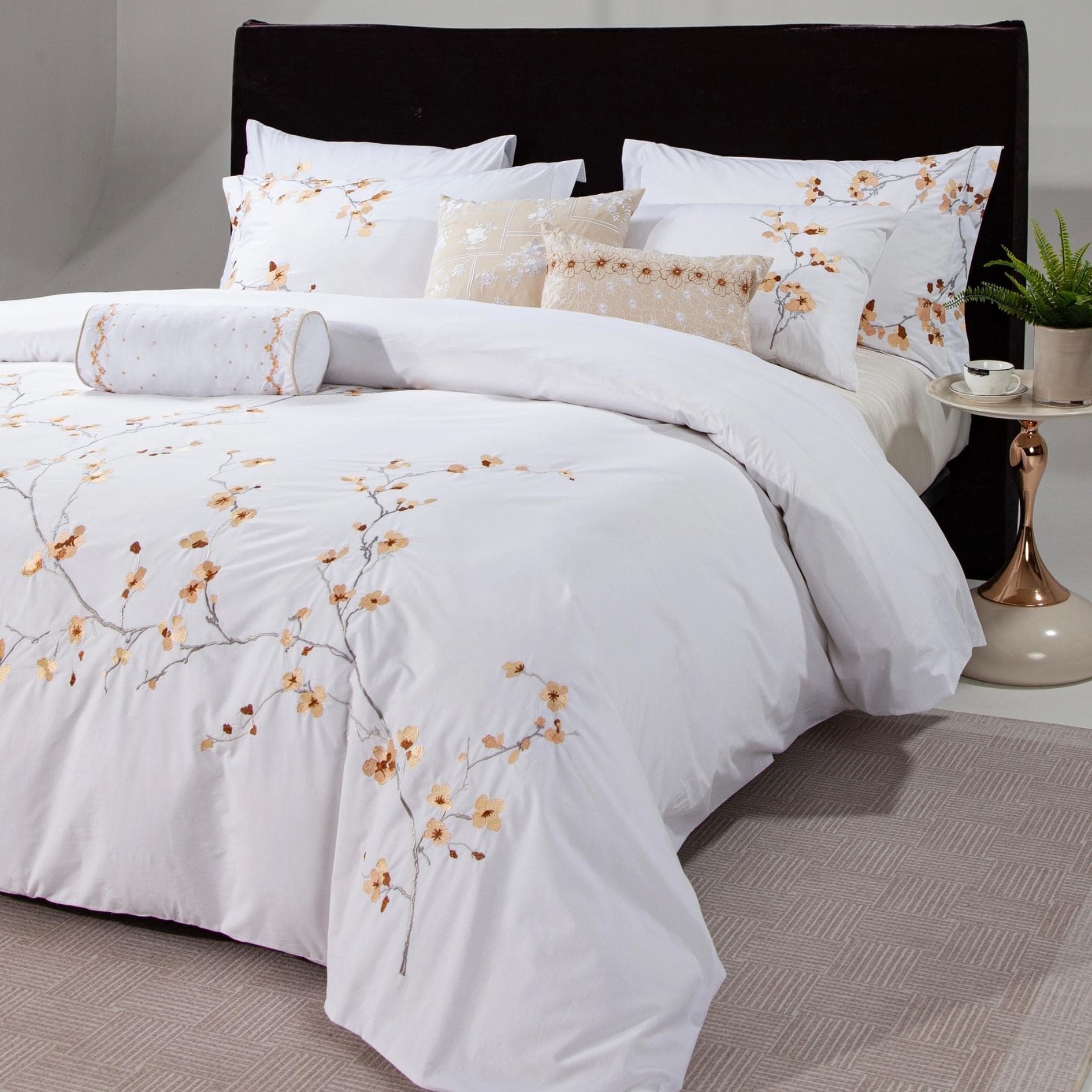 Samara Embroidered Duvet Cover Set 5Pcs Beige 240X260 cm