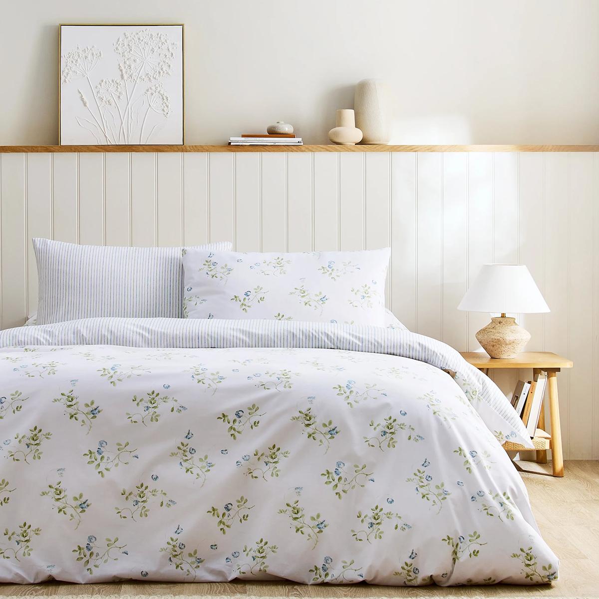 Sweet Peas Printed Comforter Set 2Pcs Blue 160X220 cm