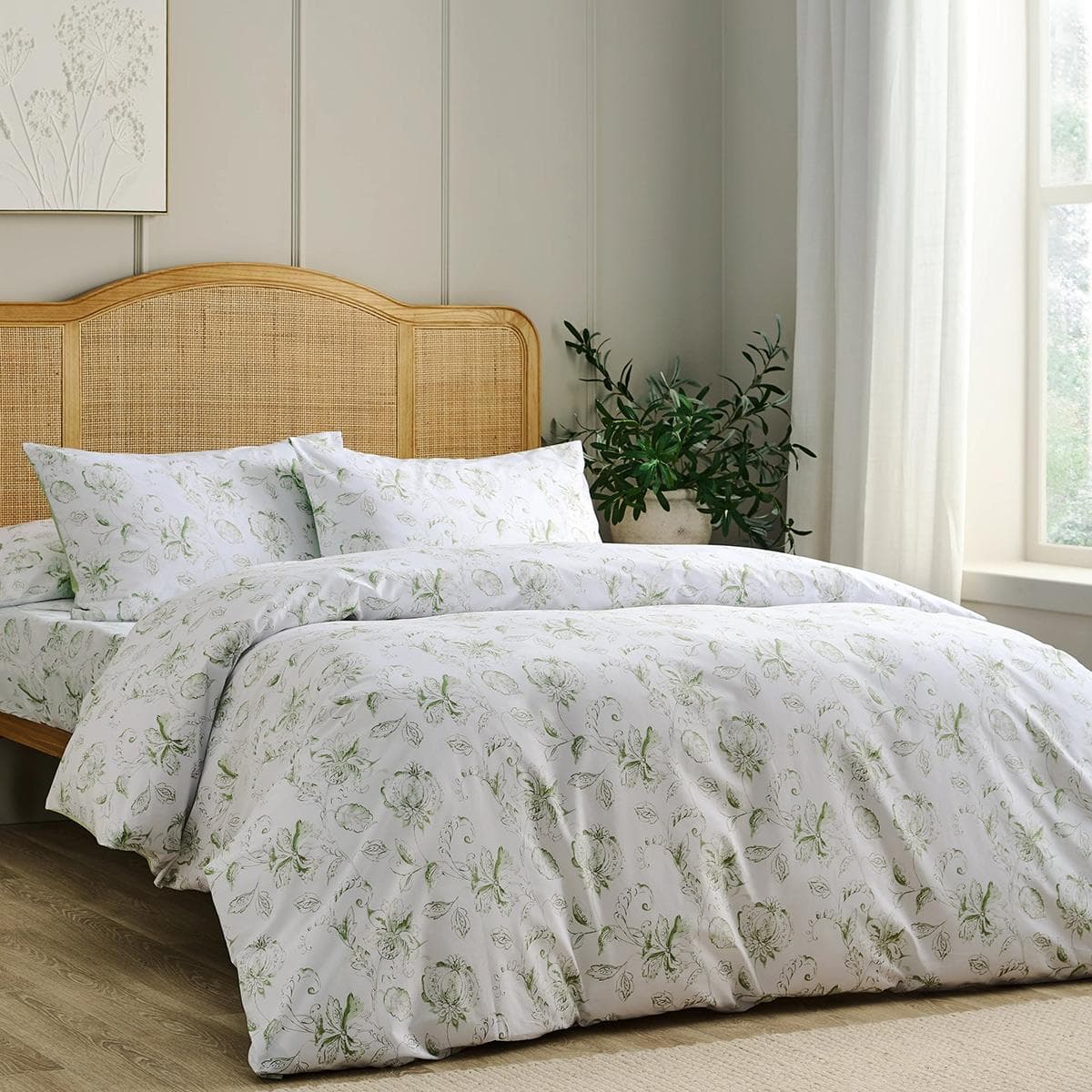 Amelia Printed Duvet Cover Set 3Pcs Sage 220X240 cm