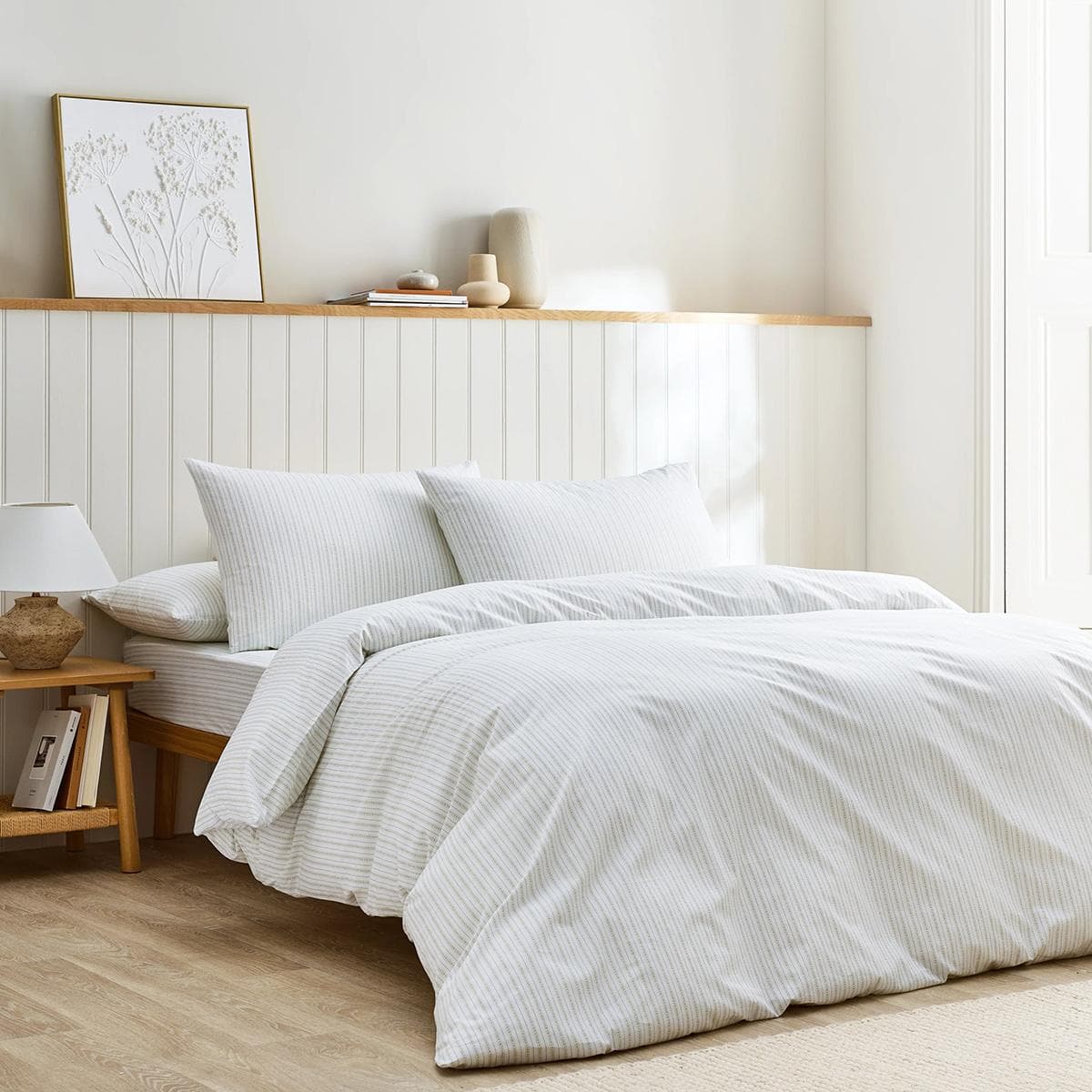 Eleanor Stripe Duvet Cover Set 3Pcs Sage 240X260 cm