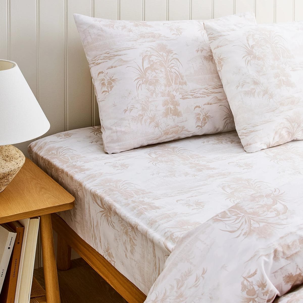 Botanical Palace Fitted Sheet Natural 180X200 cm