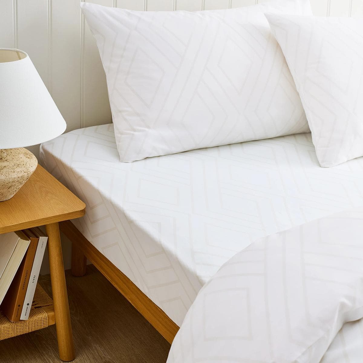 Lattice Fitted Sheet Natural 200X200 cm