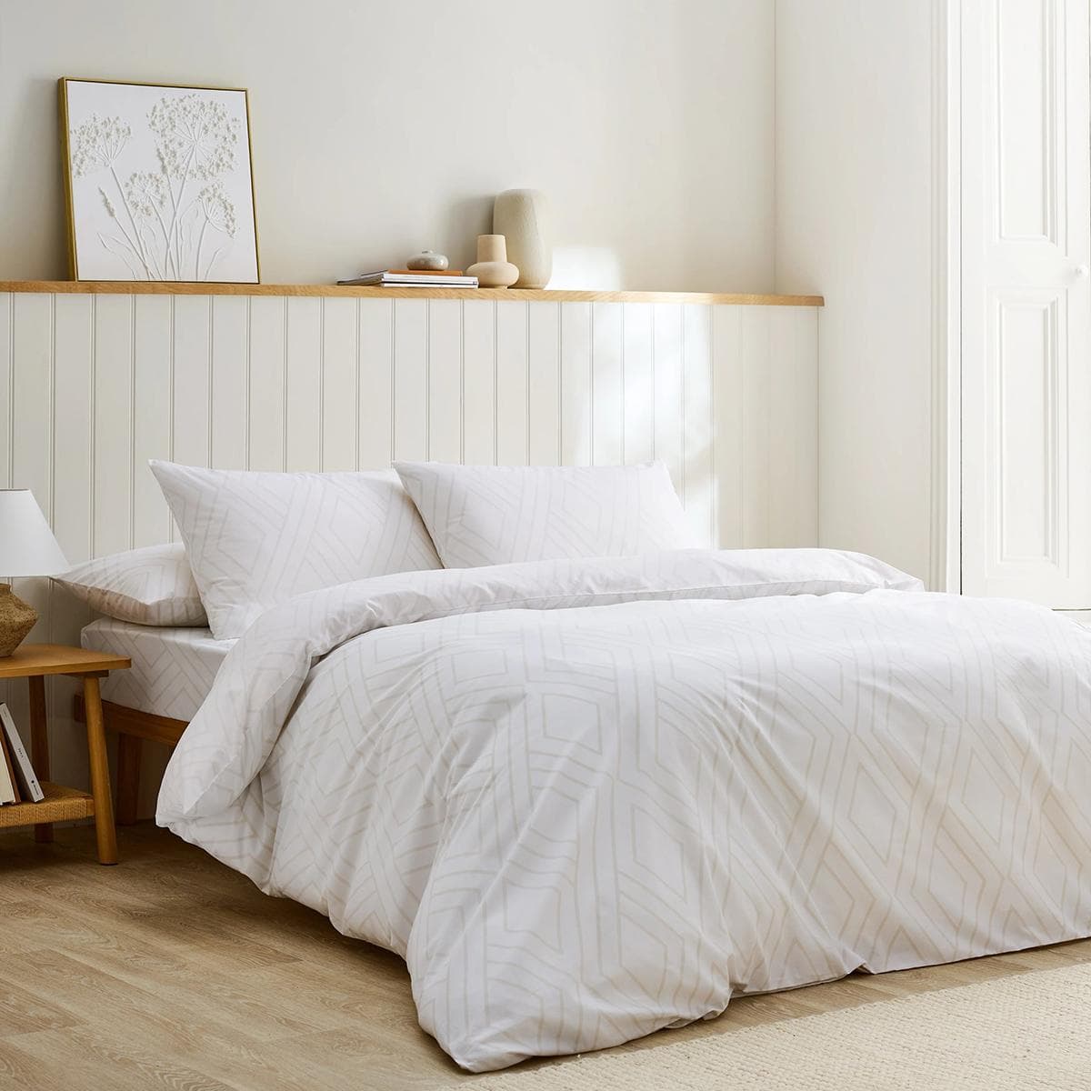 Lattice Printed Duvet Cover Set 2Pcs Natural 150X200 cm