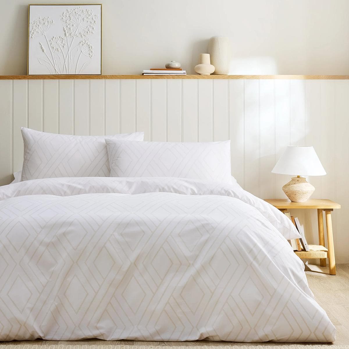 Lattice Comforter Set 2Pcs Natural 160X220 cm