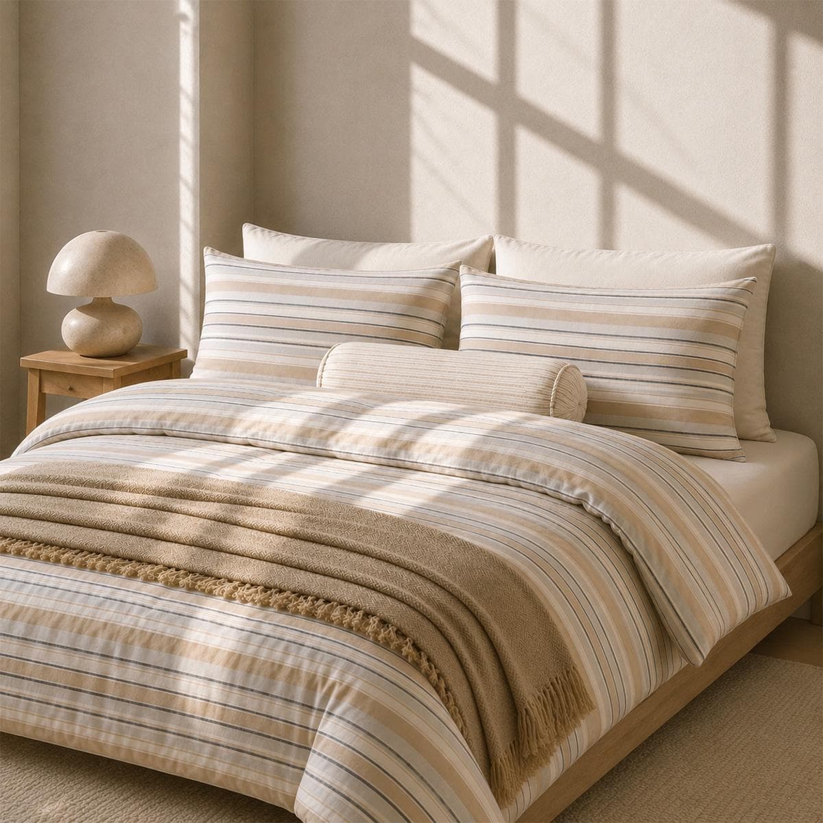 Stripe Printed Comforter Set 7Pcs Multicolor 240x260 cm