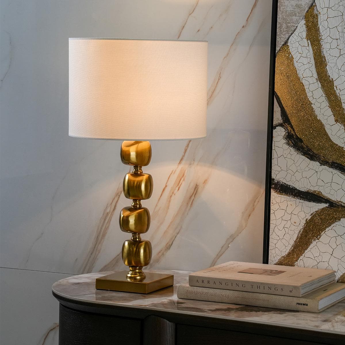 Ayden Table Lamp White/Gold Height 60 cm
