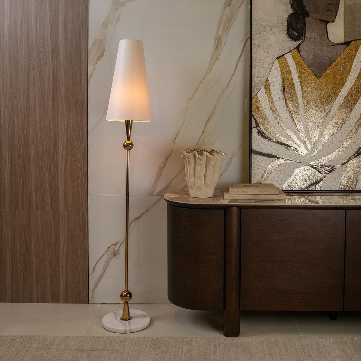 Peak Floor Lamp White/Gold Height 121 cm