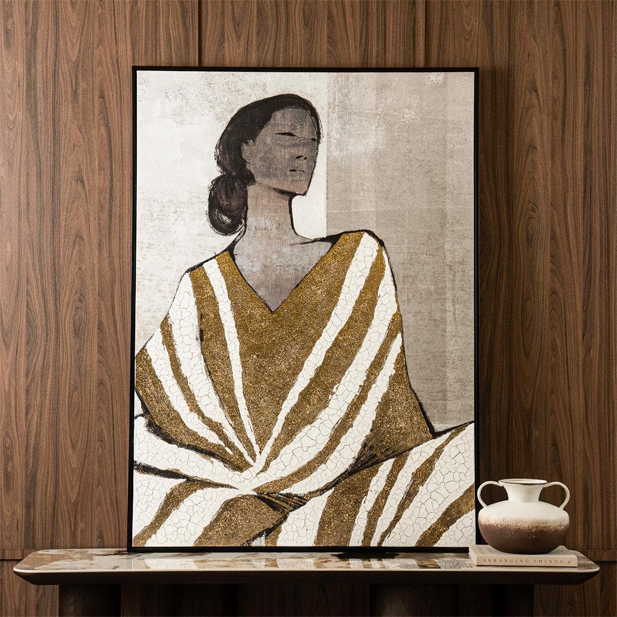 Amira Framed Art Gold 100X140 Cm