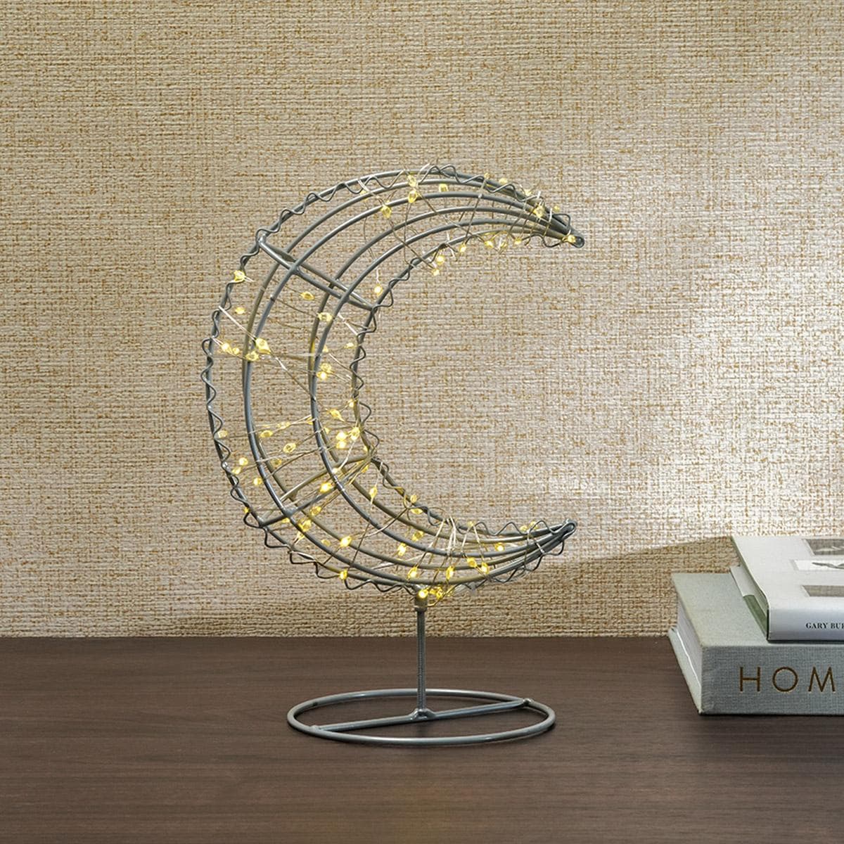 Crescent LED Stand Decor Silver