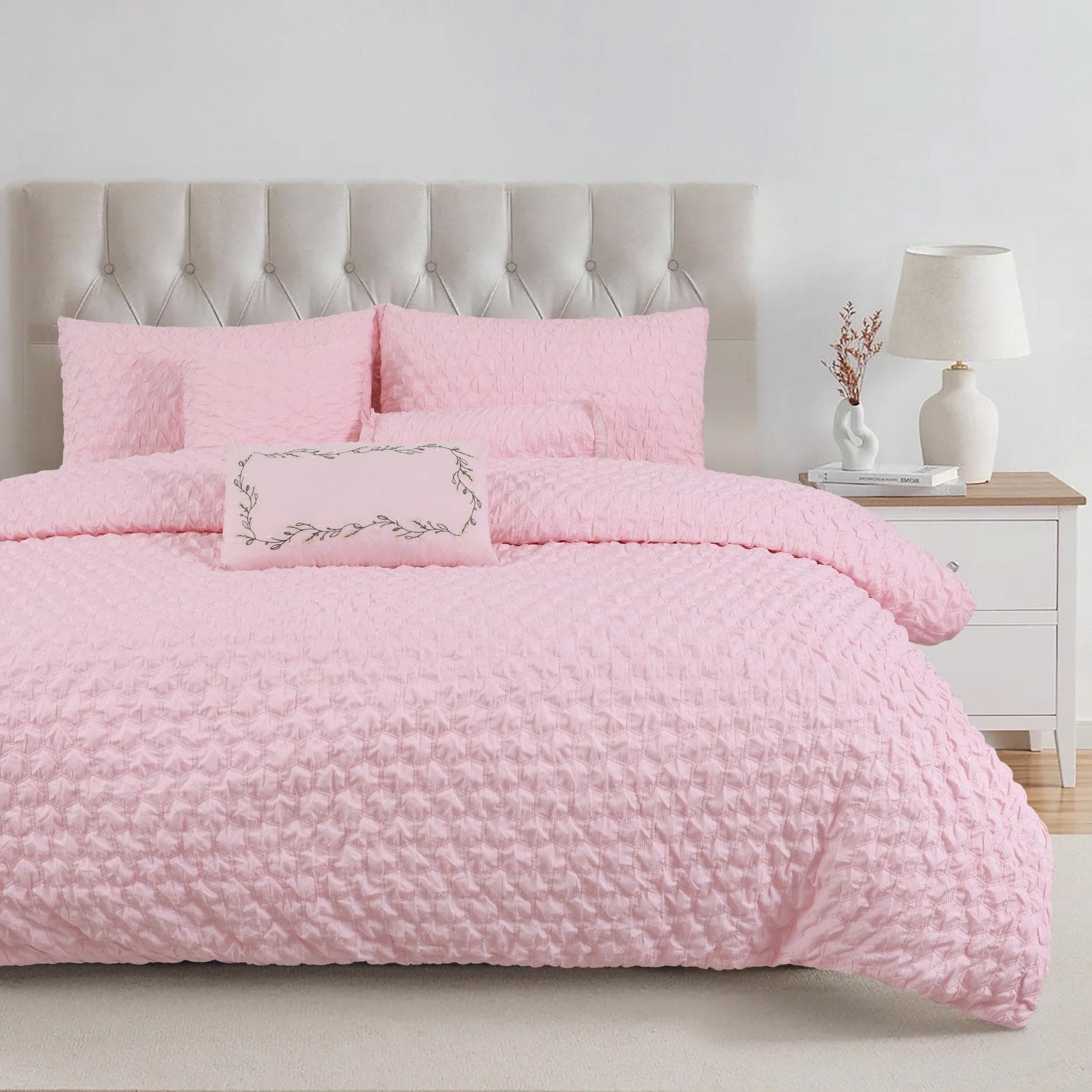 Lina Jacquard Comforter Set 3Pcs Pink 200x200 cm