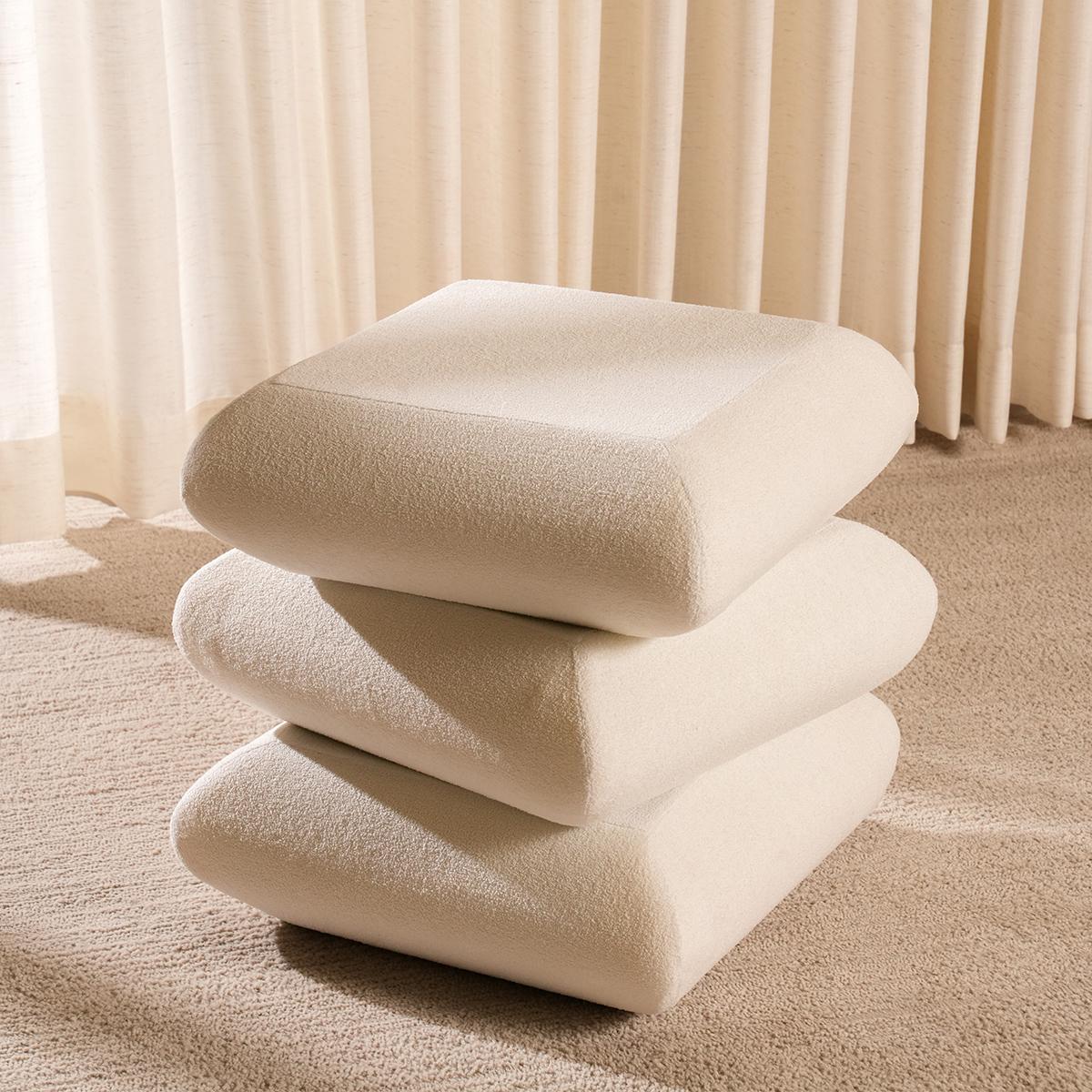 Heba Pouf Ivory 42X42 cm