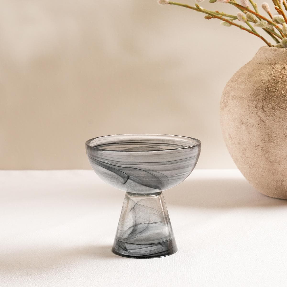 Liliana Footed Bowl Grey 12X12 cm