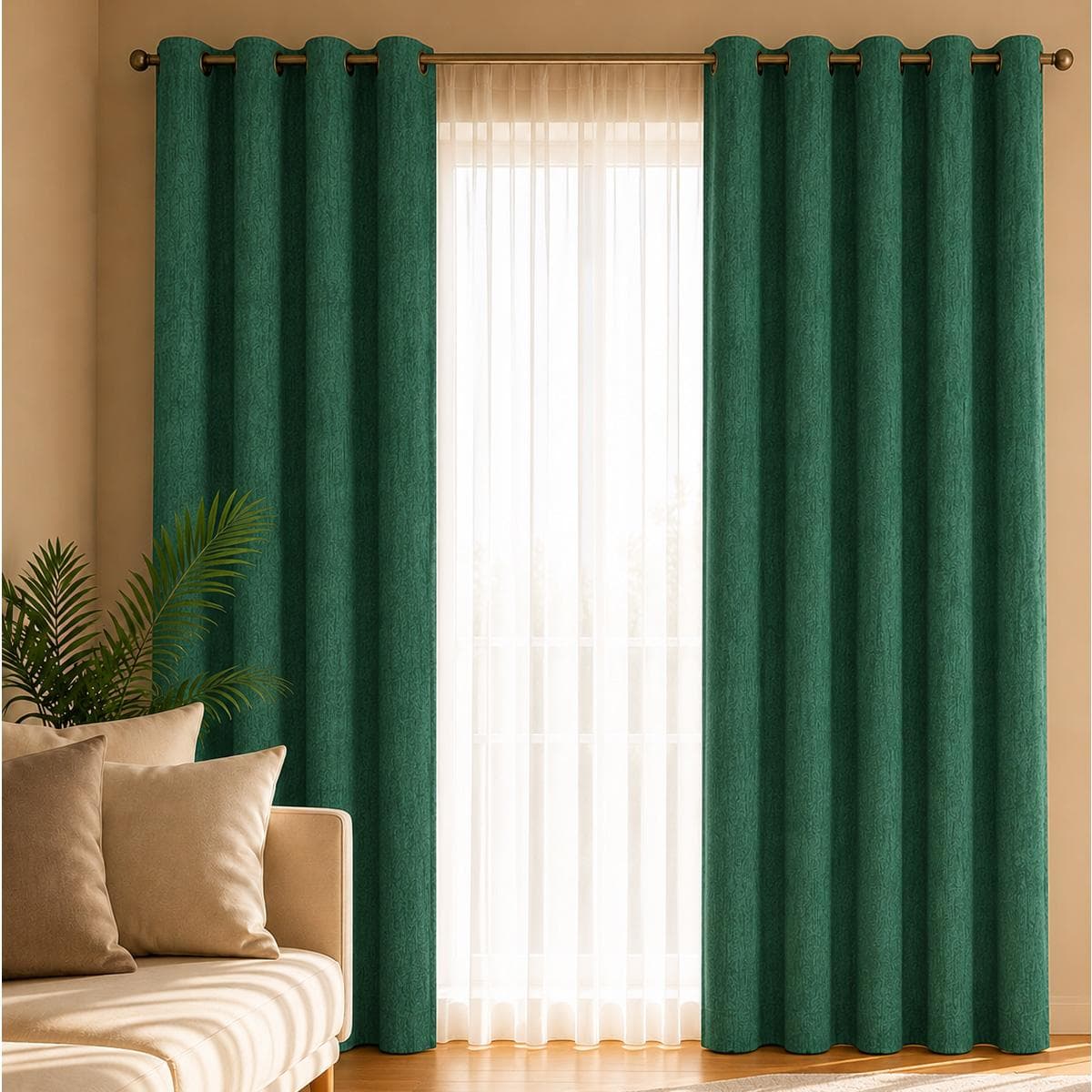 Joy Blackout Curtain Pair Green 140x300 cm