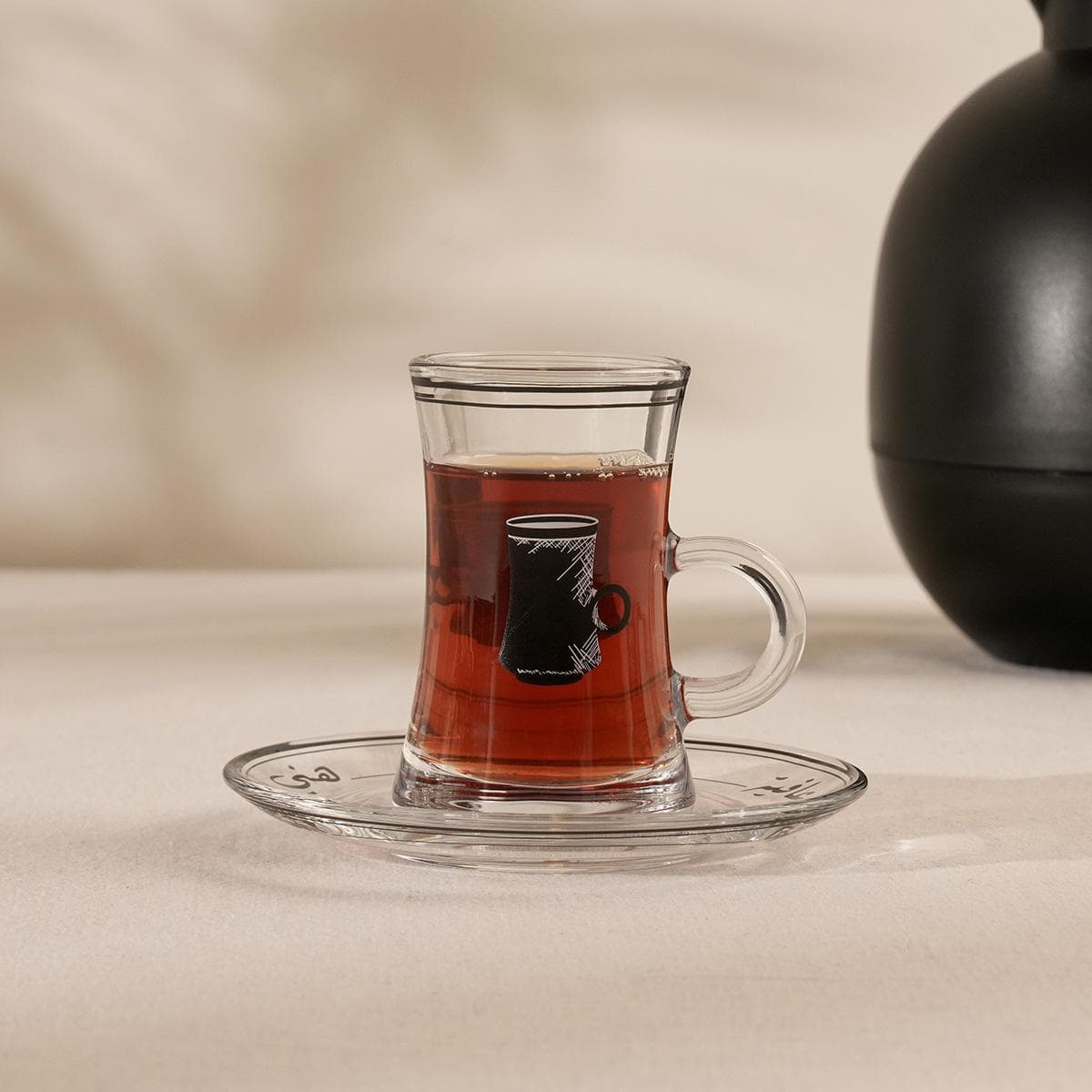 Afya Glass Istikana Set 6Pcs Black