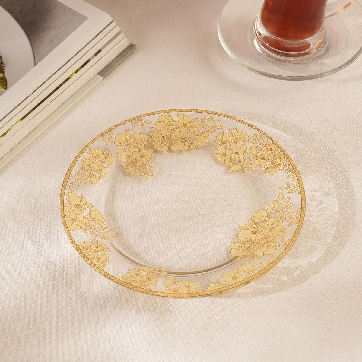 Cici Glass Sweet Plate Set 6Pcs Beige 17 cm