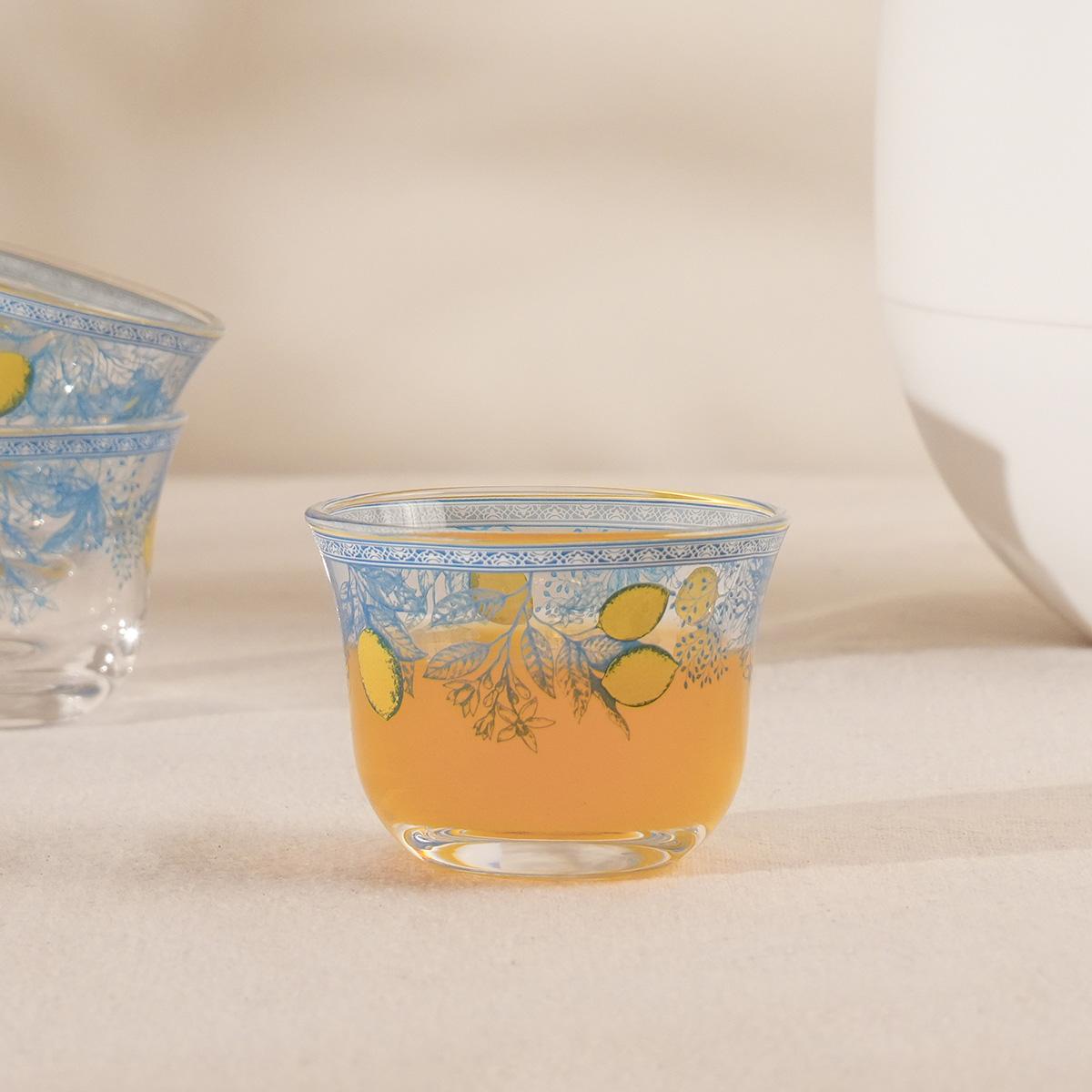 Limon Glass Gahwa Cup Set 6Pcs Blue 6.2X4.5 cm