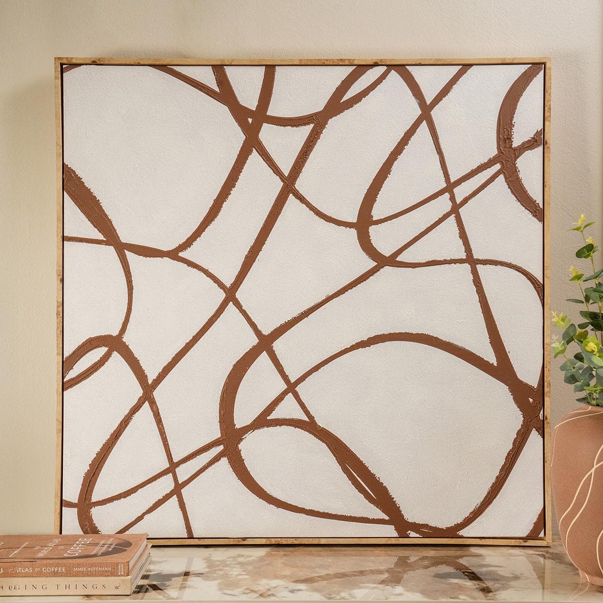 Thread Framed Art Brown 90X90 cm
