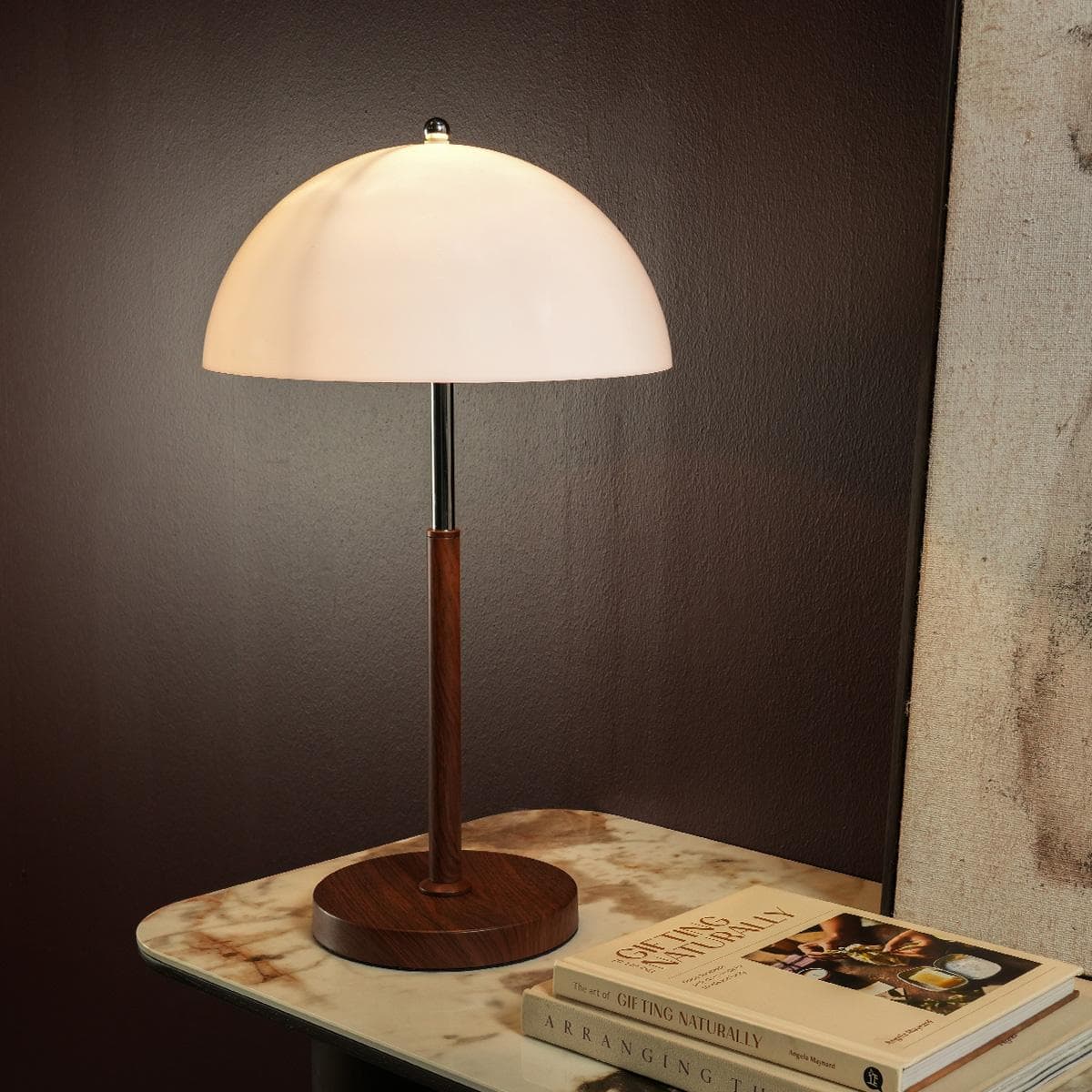 Dome Table Lamp White D30×H53 cm