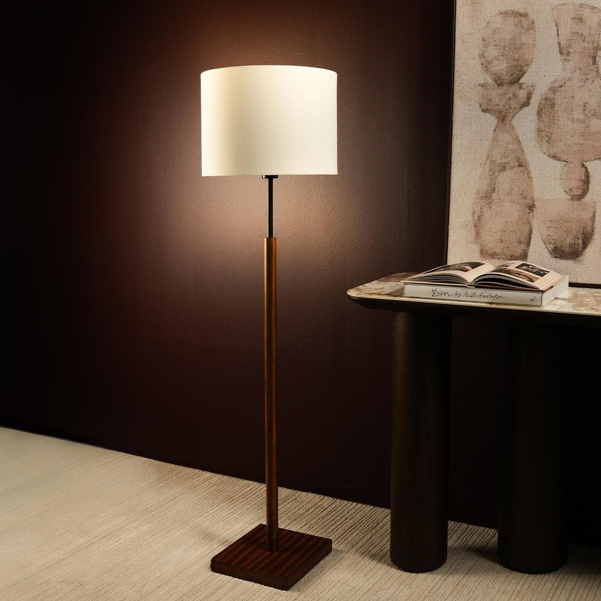 مصباح أرضي مارا كريمي قطر 38×ارتفاع 140 سم
