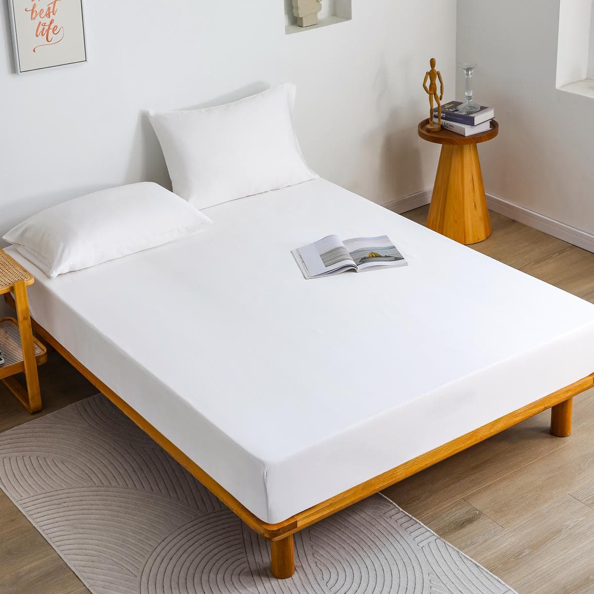 Bamboo Fitted Sheet White 180X200 cm