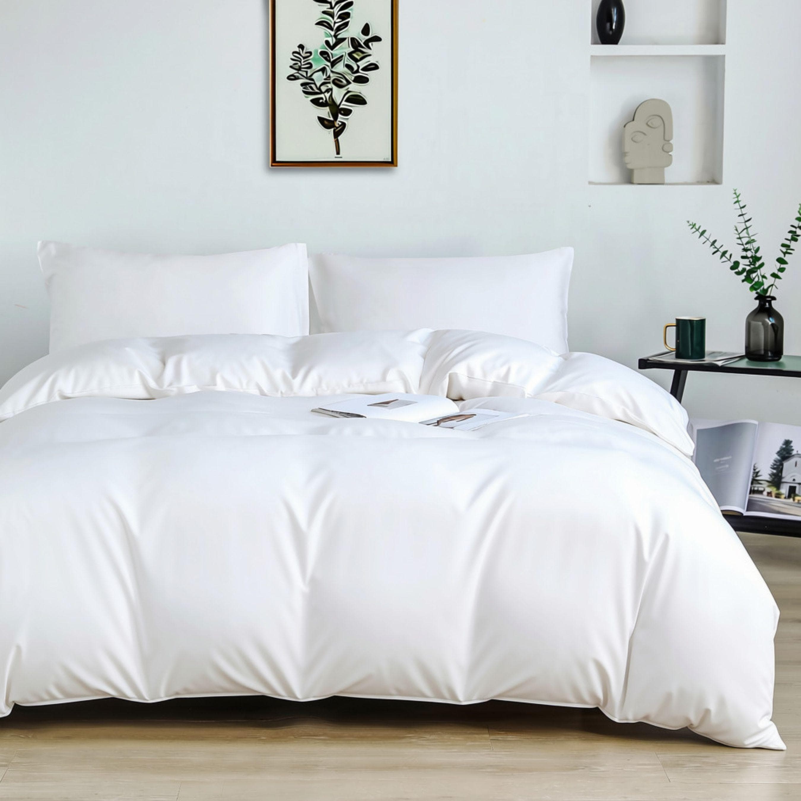 Bamboo Duvet Cover Set 3Pcs White 220X240 cm