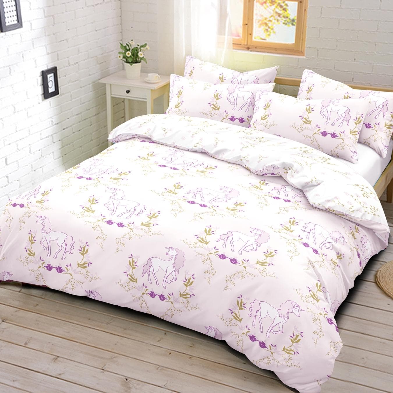 Unicorn Field Kids Duvet Cover Set 2Pcs Pink 150X200 cm