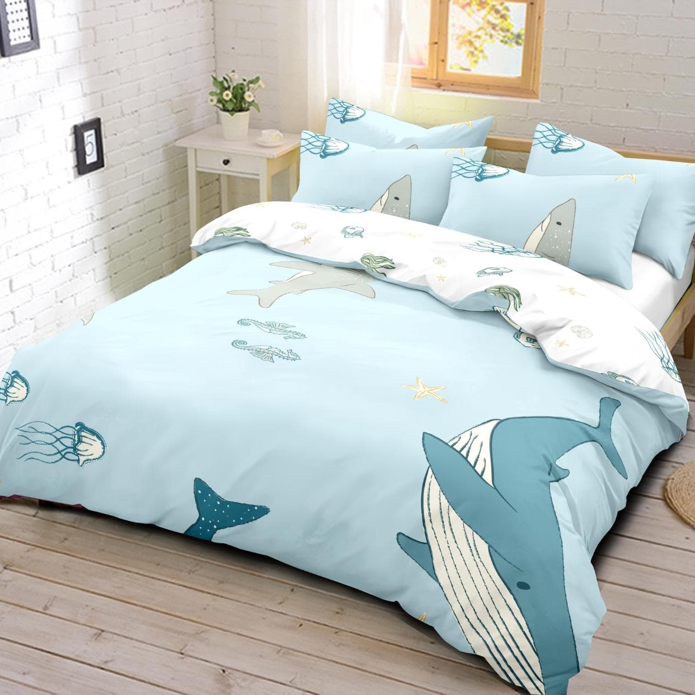 Under D Sea Kids Duvet Cover Set 2Pcs Blue 150X200 cm
