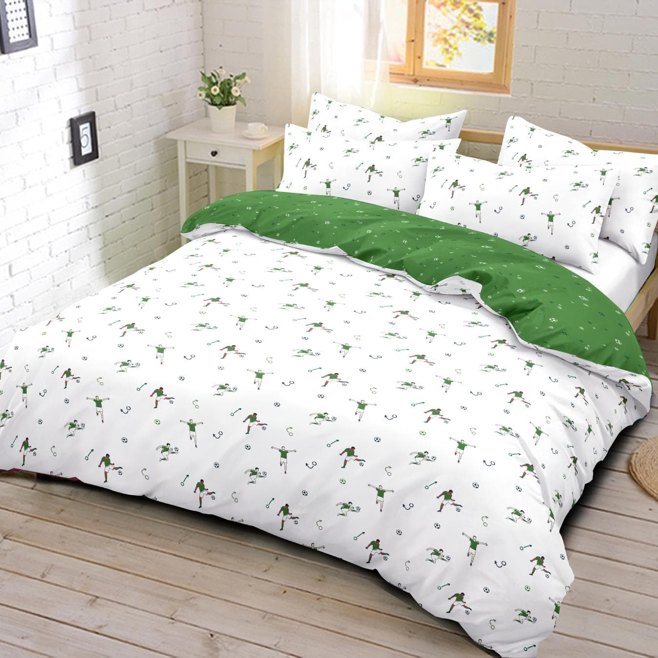 Football Kids Duvet Cover Set 2Pcs Green 150X200 cm