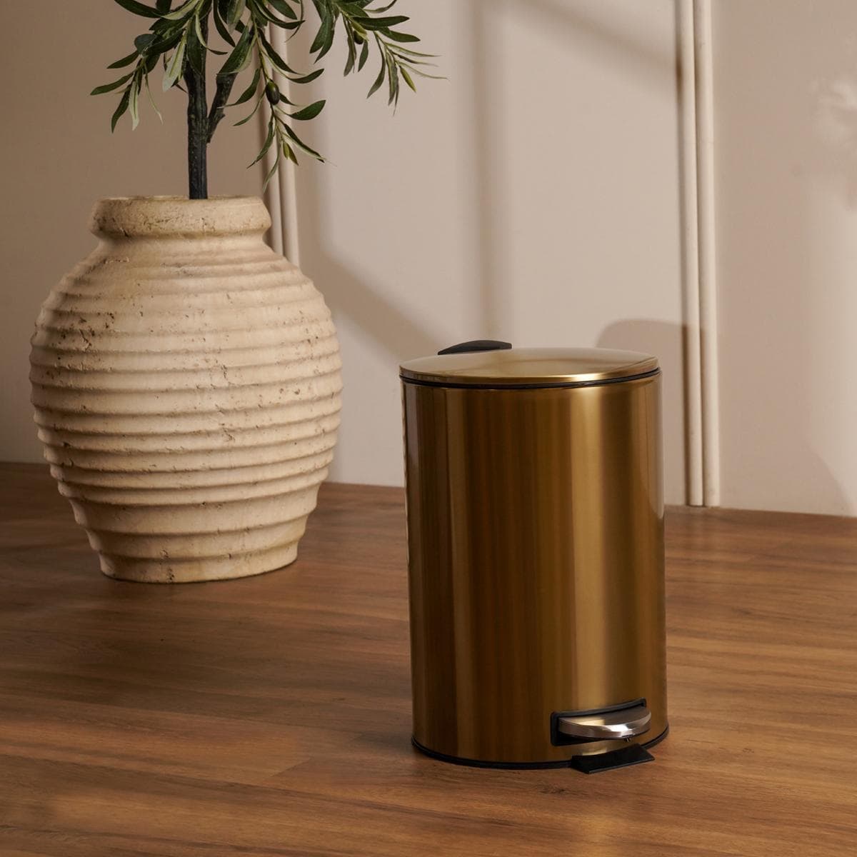 Miya 12L Waste Bin Gold 25X38.5 cm
