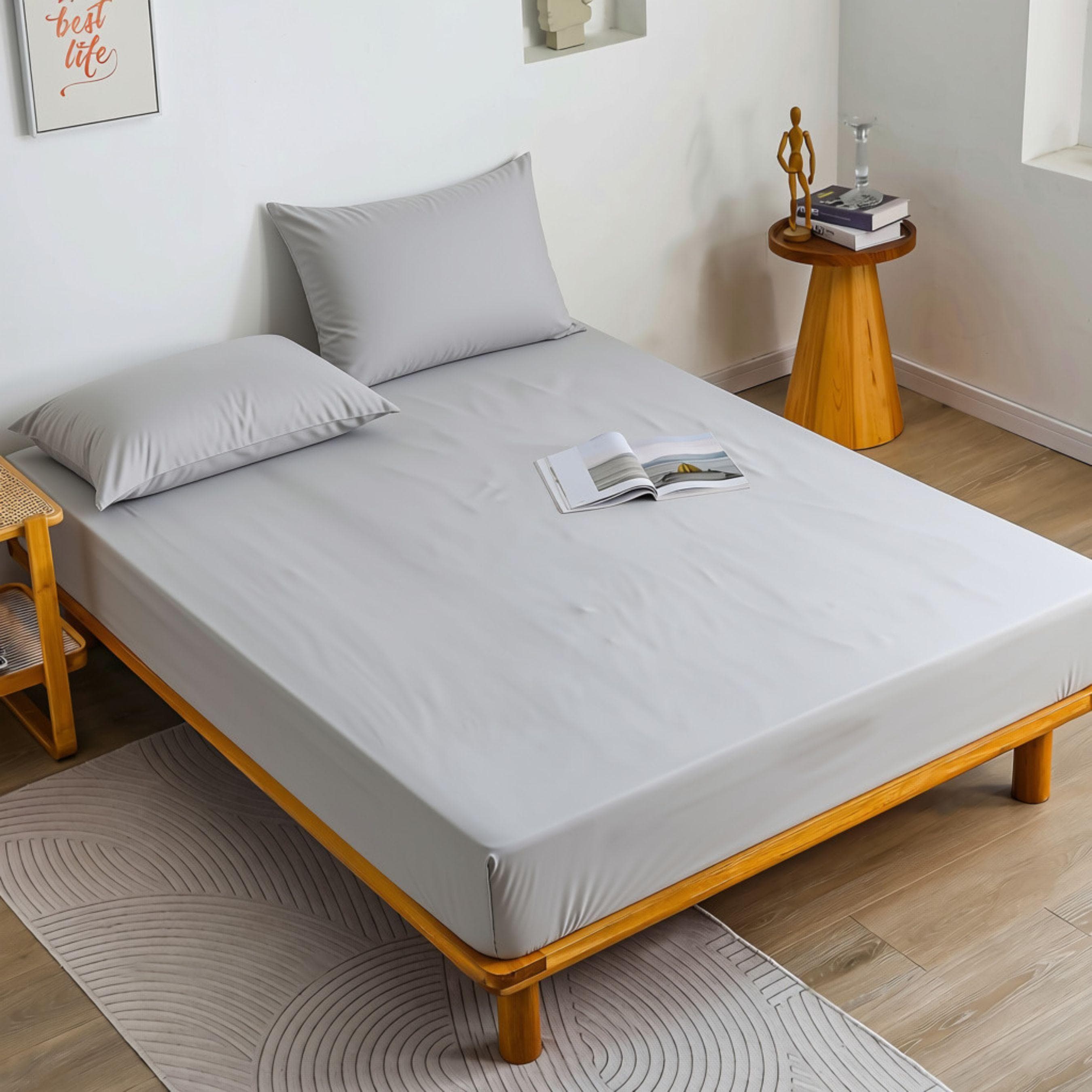 Bamboo Fitted Sheet Silver 200X200 cm